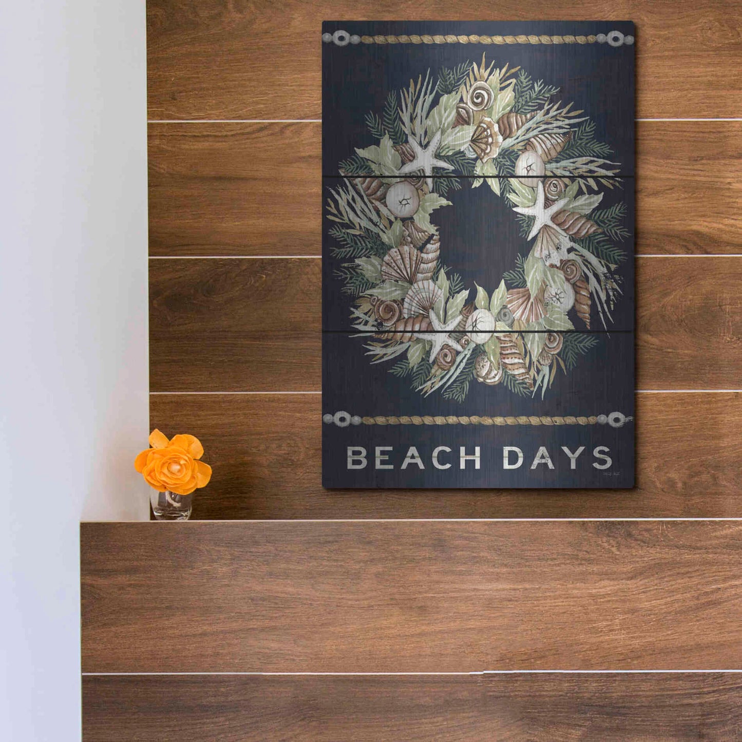 Luxe Metal Art 'Beach Days Shell' by Cindy Jacobs, Metal Wall Art,12x16