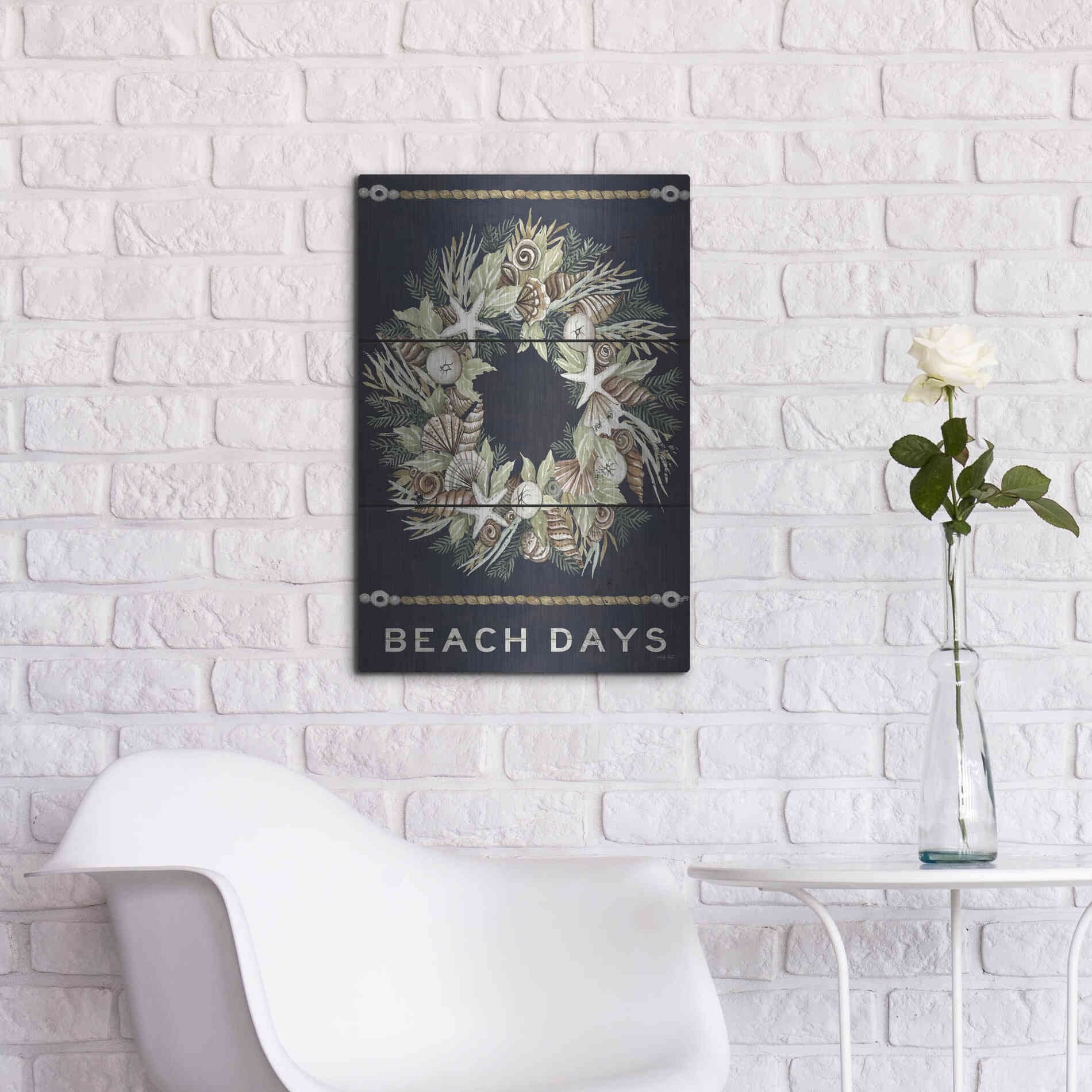 Luxe Metal Art 'Beach Days Shell' by Cindy Jacobs, Metal Wall Art,16x24
