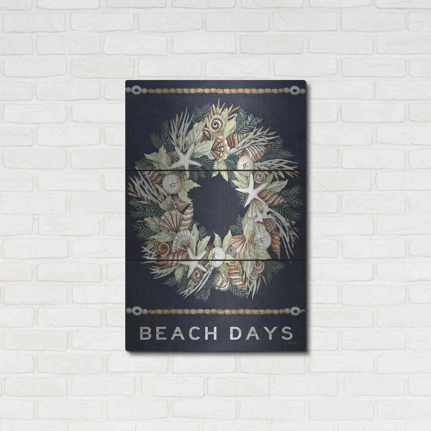 Luxe Metal Art 'Beach Days Shell' by Cindy Jacobs, Metal Wall Art,24x36