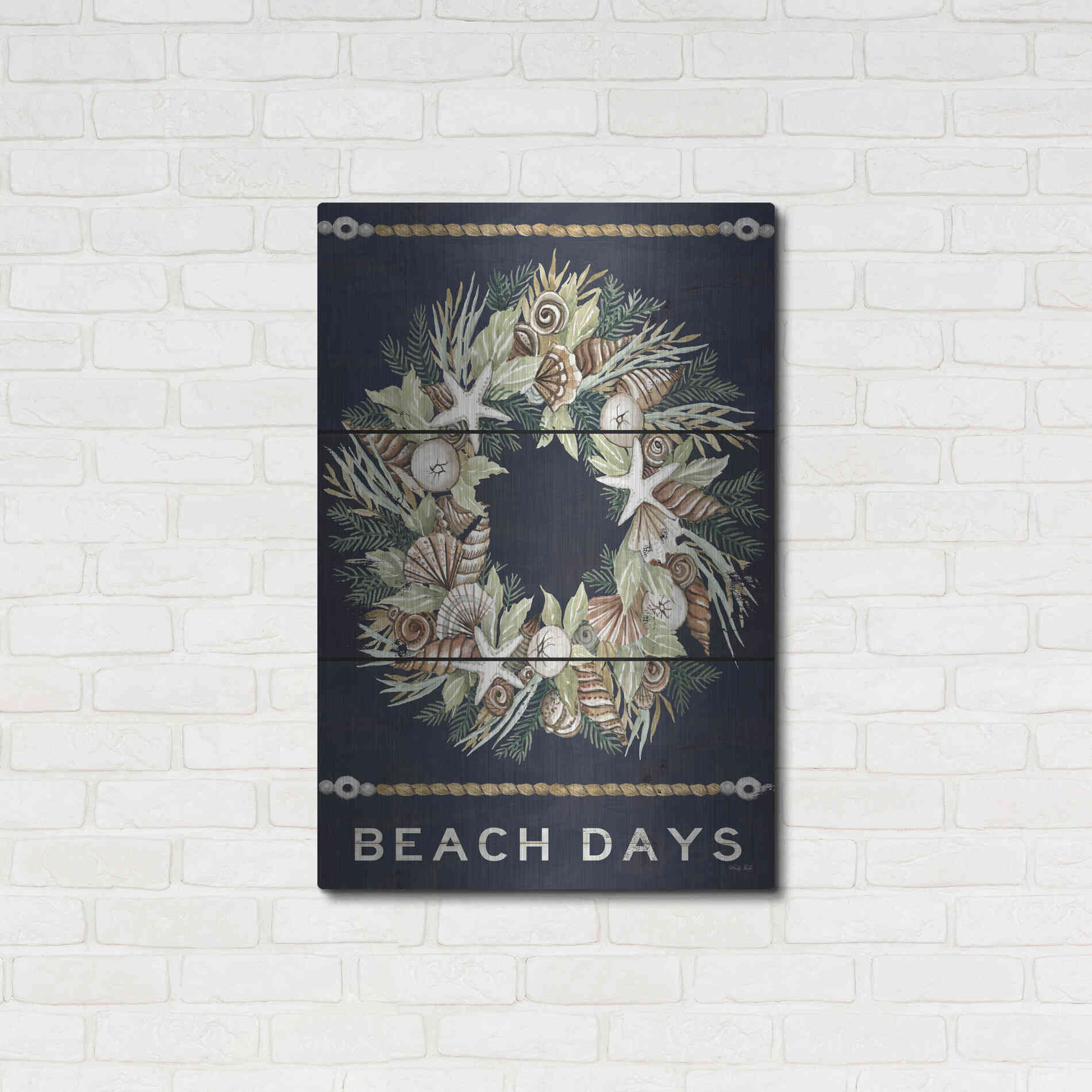 Luxe Metal Art 'Beach Days Shell' by Cindy Jacobs, Metal Wall Art,24x36
