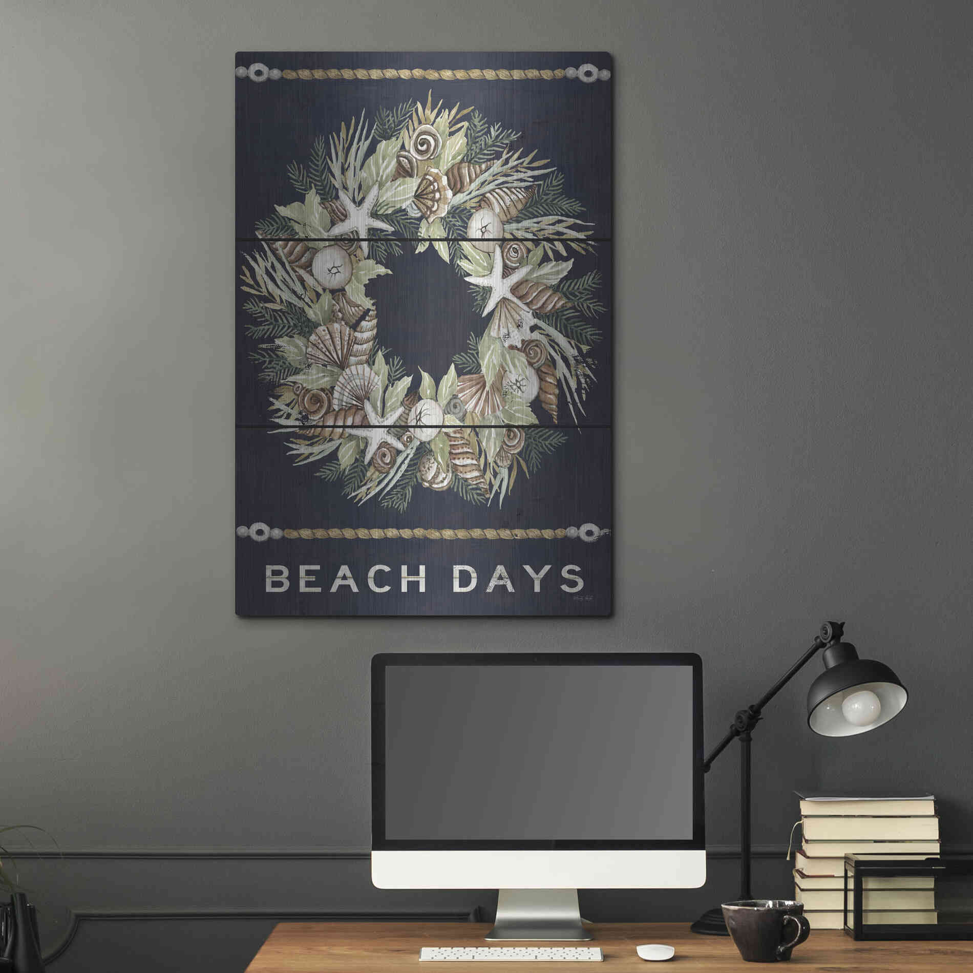 Luxe Metal Art 'Beach Days Shell' by Cindy Jacobs, Metal Wall Art,24x36