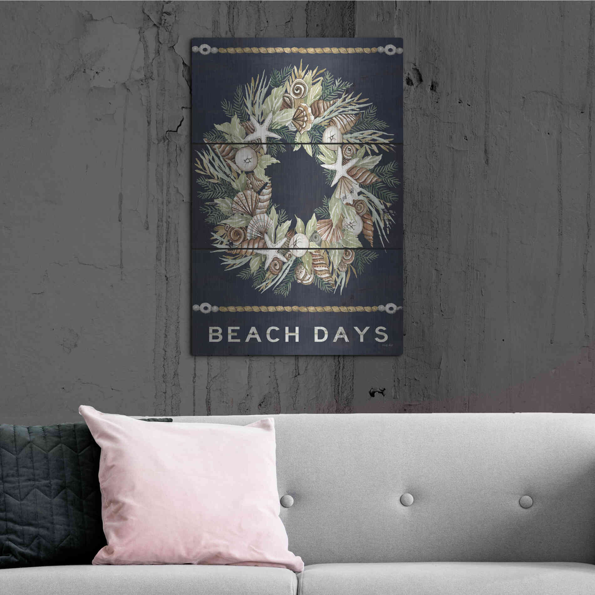 Luxe Metal Art 'Beach Days Shell' by Cindy Jacobs, Metal Wall Art,24x36