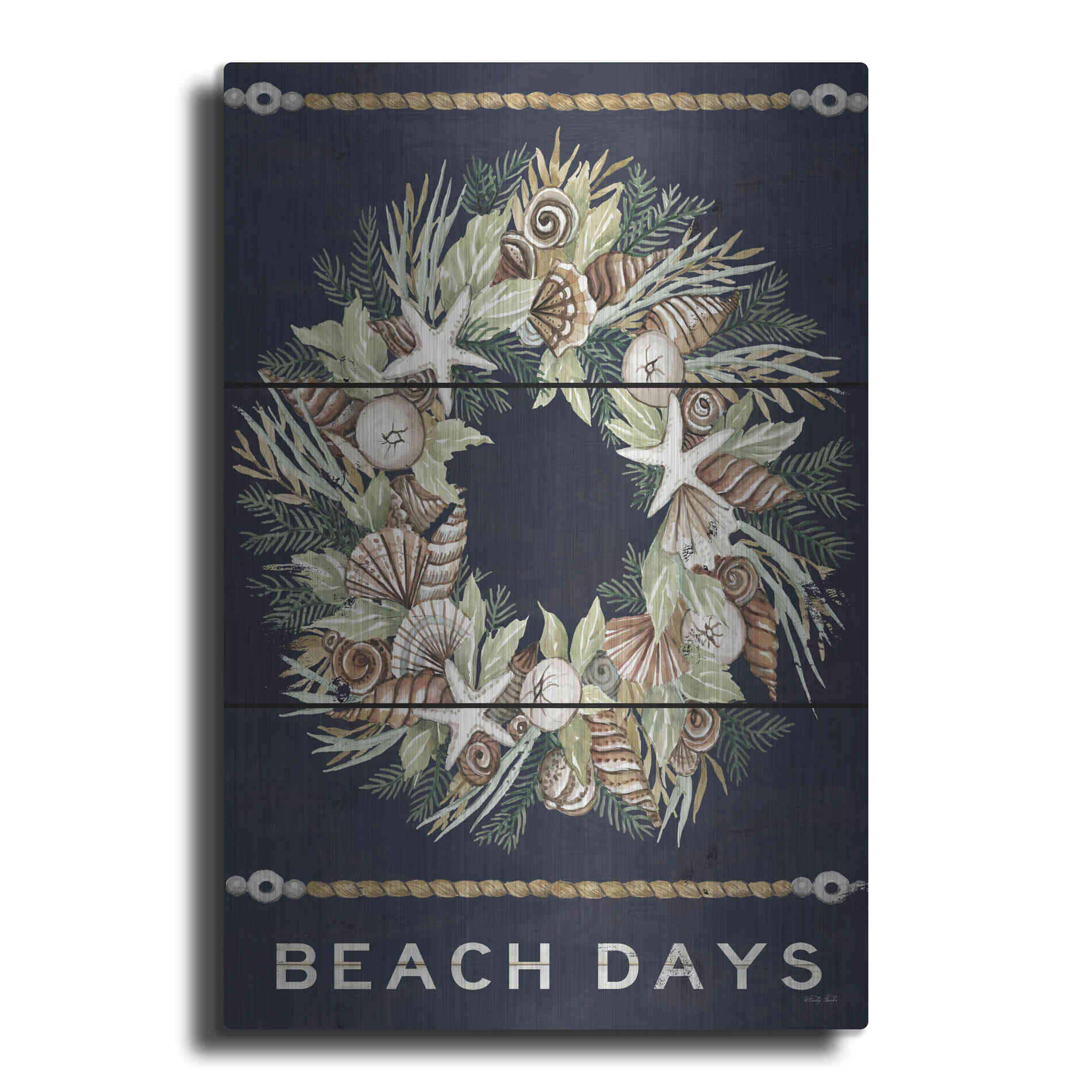 Luxe Metal Art 'Beach Days Shell' by Cindy Jacobs, Metal Wall Art