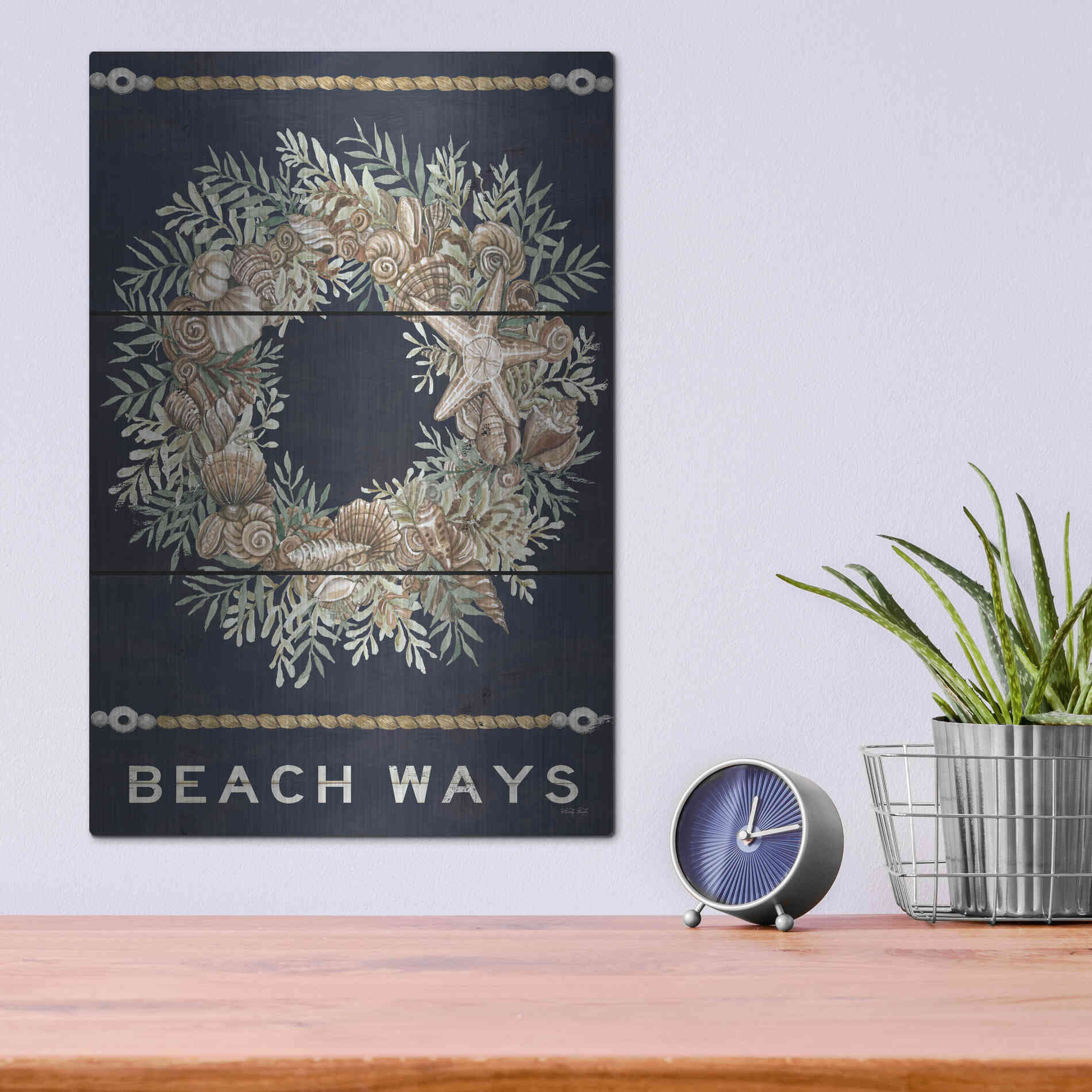 Luxe Metal Art 'Beach Ways' by Cindy Jacobs, Metal Wall Art,12x16