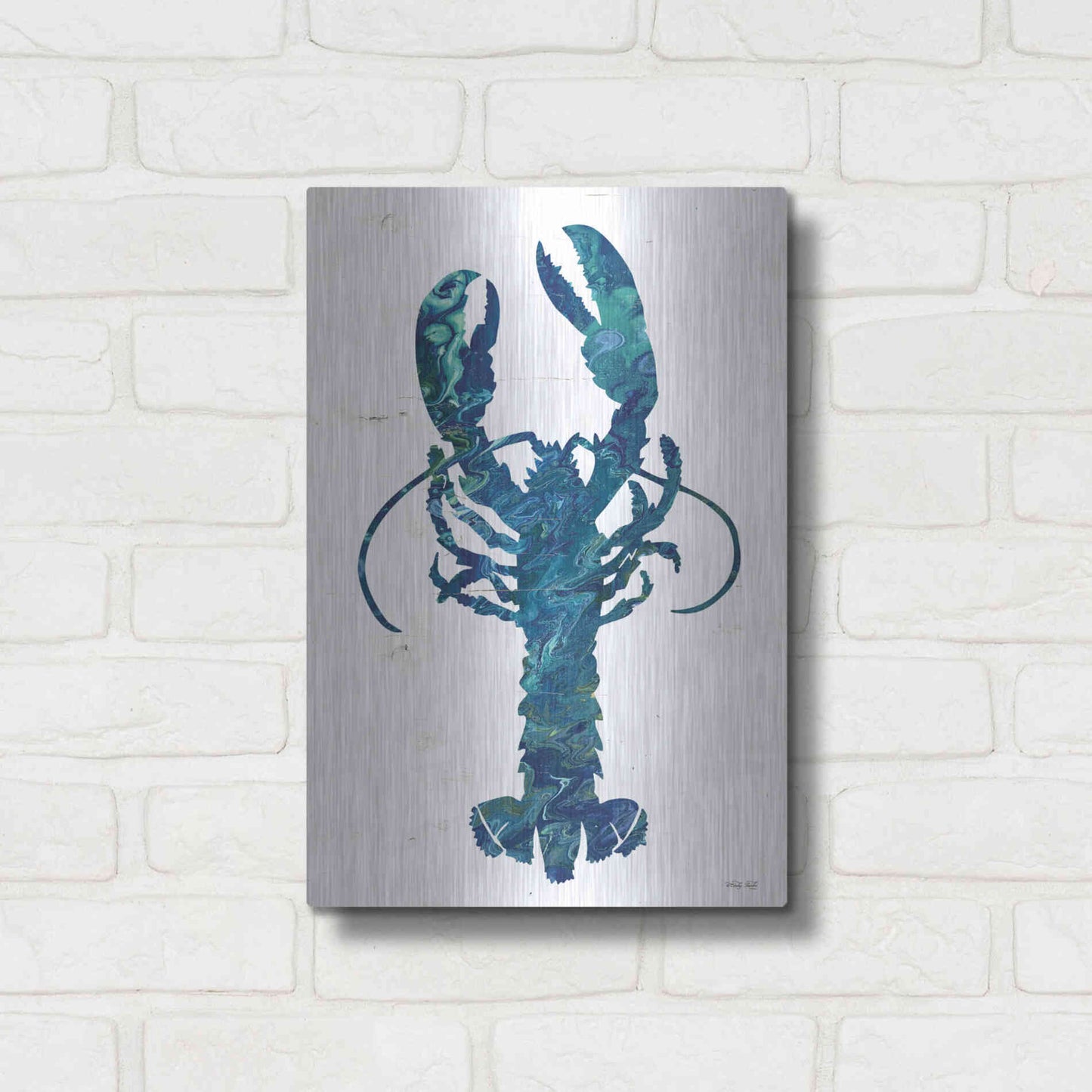 Luxe Metal Art 'Bright Lobster Blue' by Cindy Jacobs, Metal Wall Art,12x16