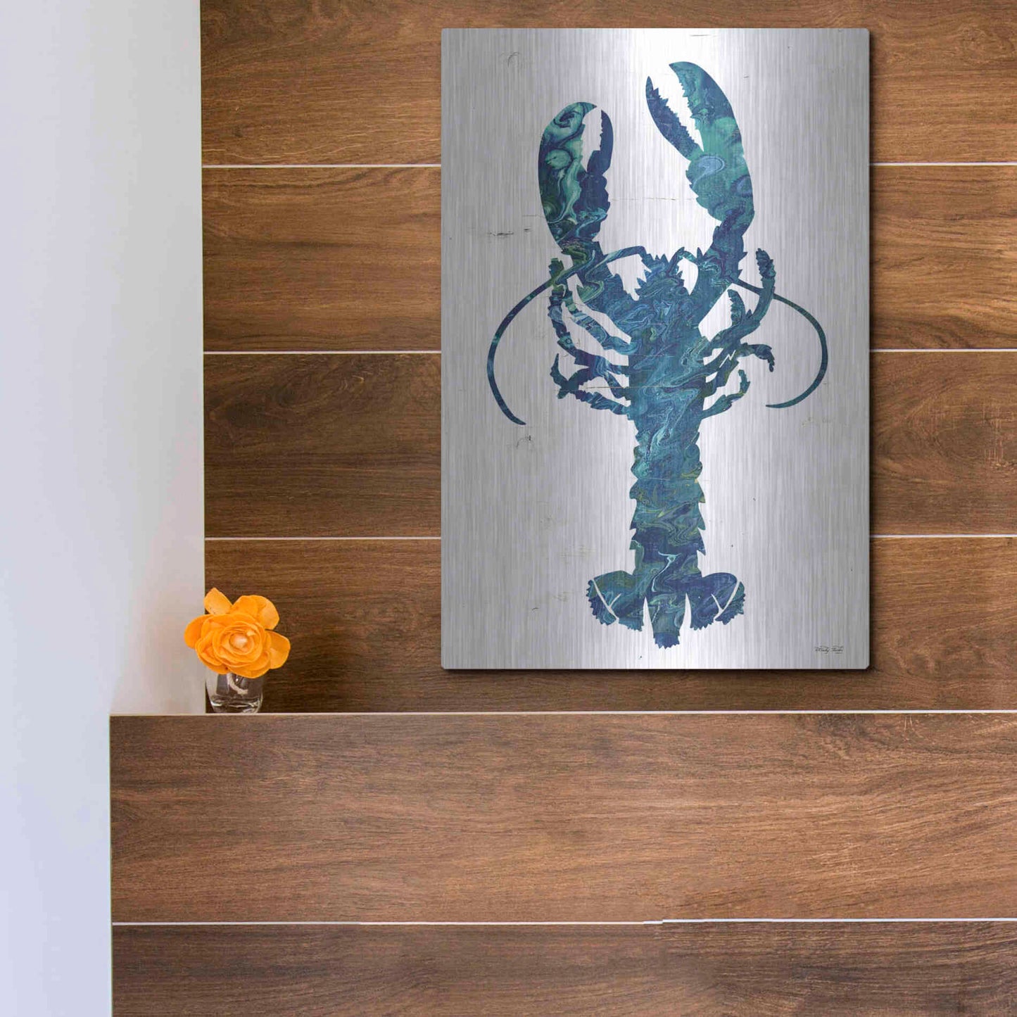 Luxe Metal Art 'Bright Lobster Blue' by Cindy Jacobs, Metal Wall Art,12x16