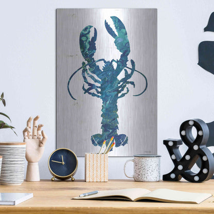 Luxe Metal Art 'Bright Lobster Blue' by Cindy Jacobs, Metal Wall Art,12x16
