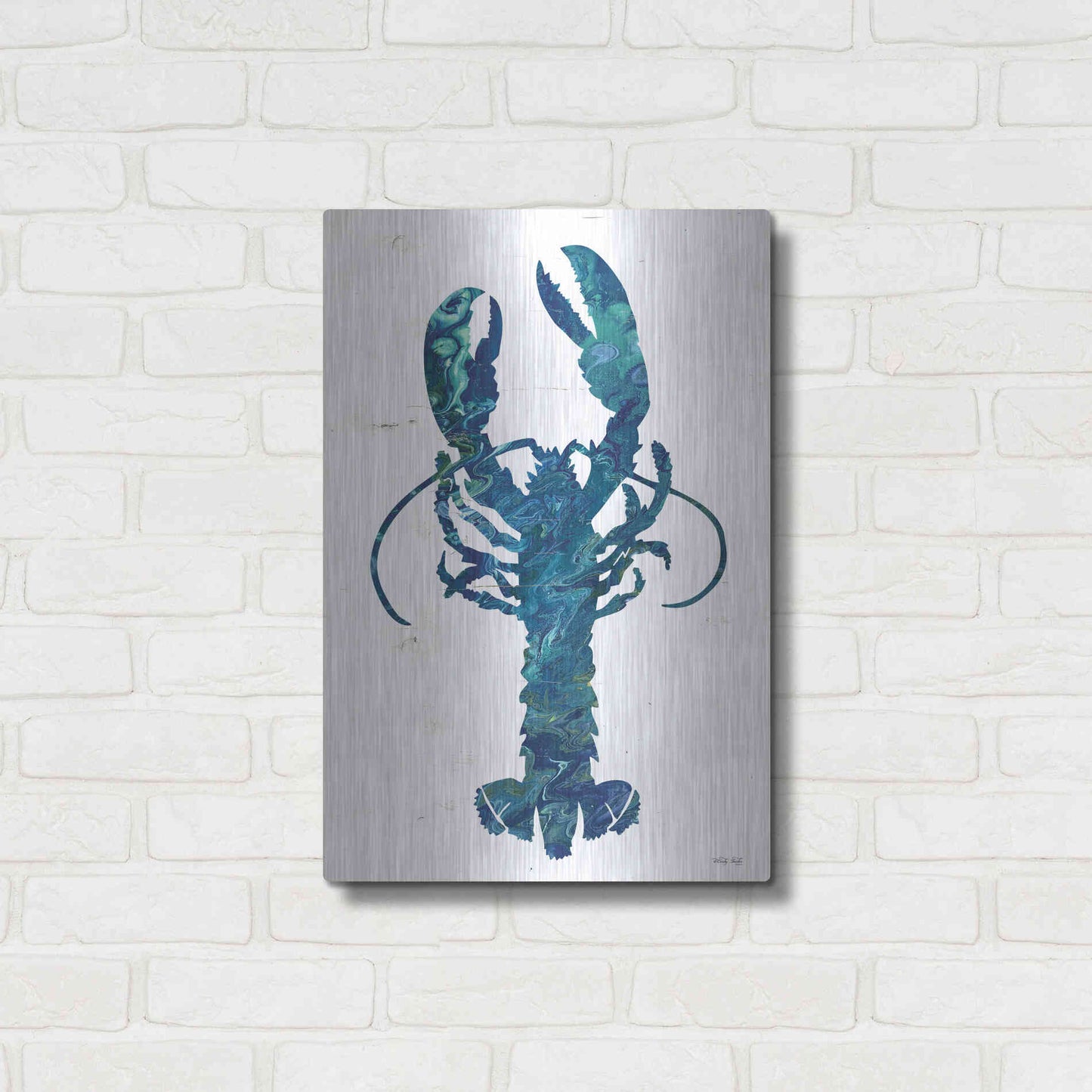 Luxe Metal Art 'Bright Lobster Blue' by Cindy Jacobs, Metal Wall Art,16x24