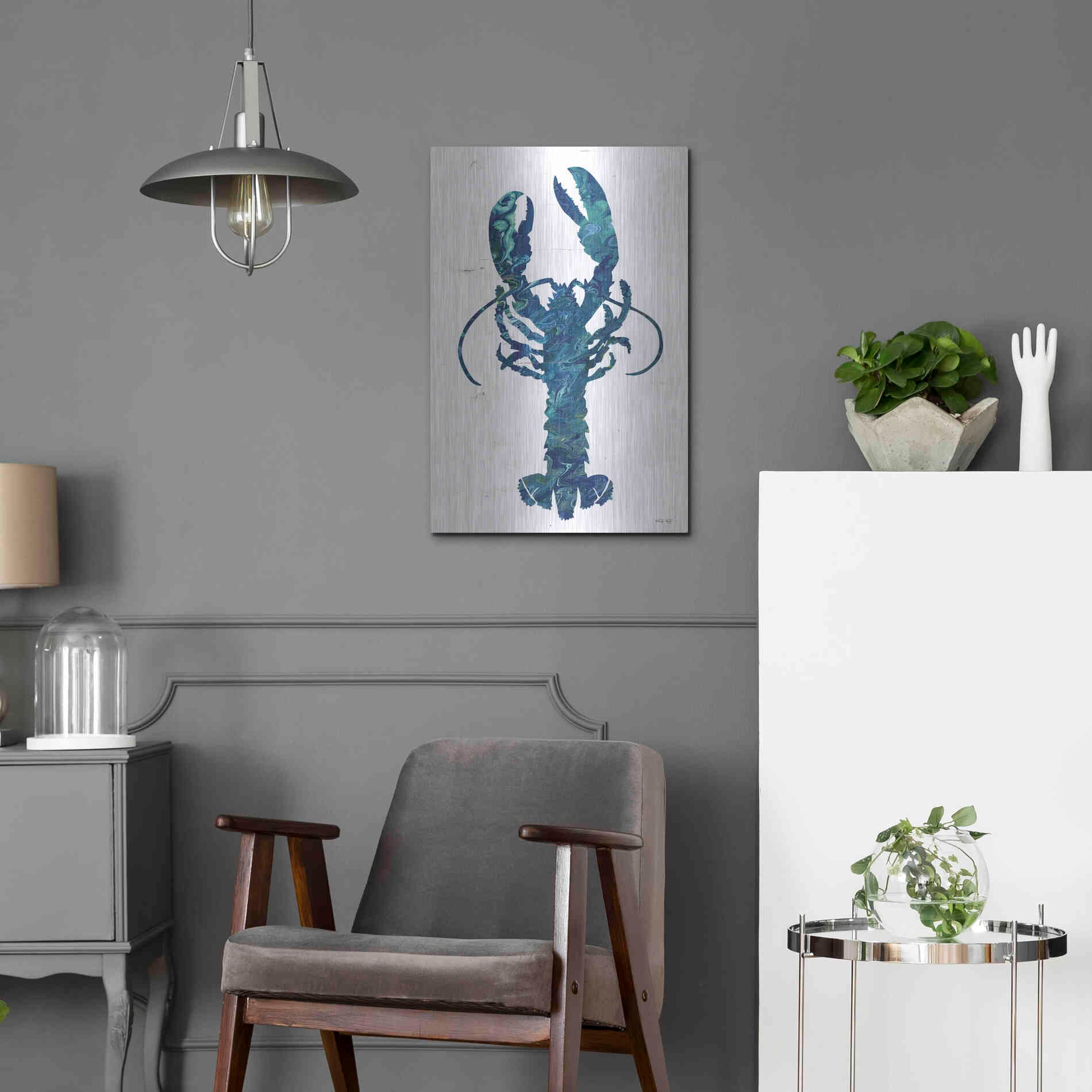 Luxe Metal Art 'Bright Lobster Blue' by Cindy Jacobs, Metal Wall Art,16x24