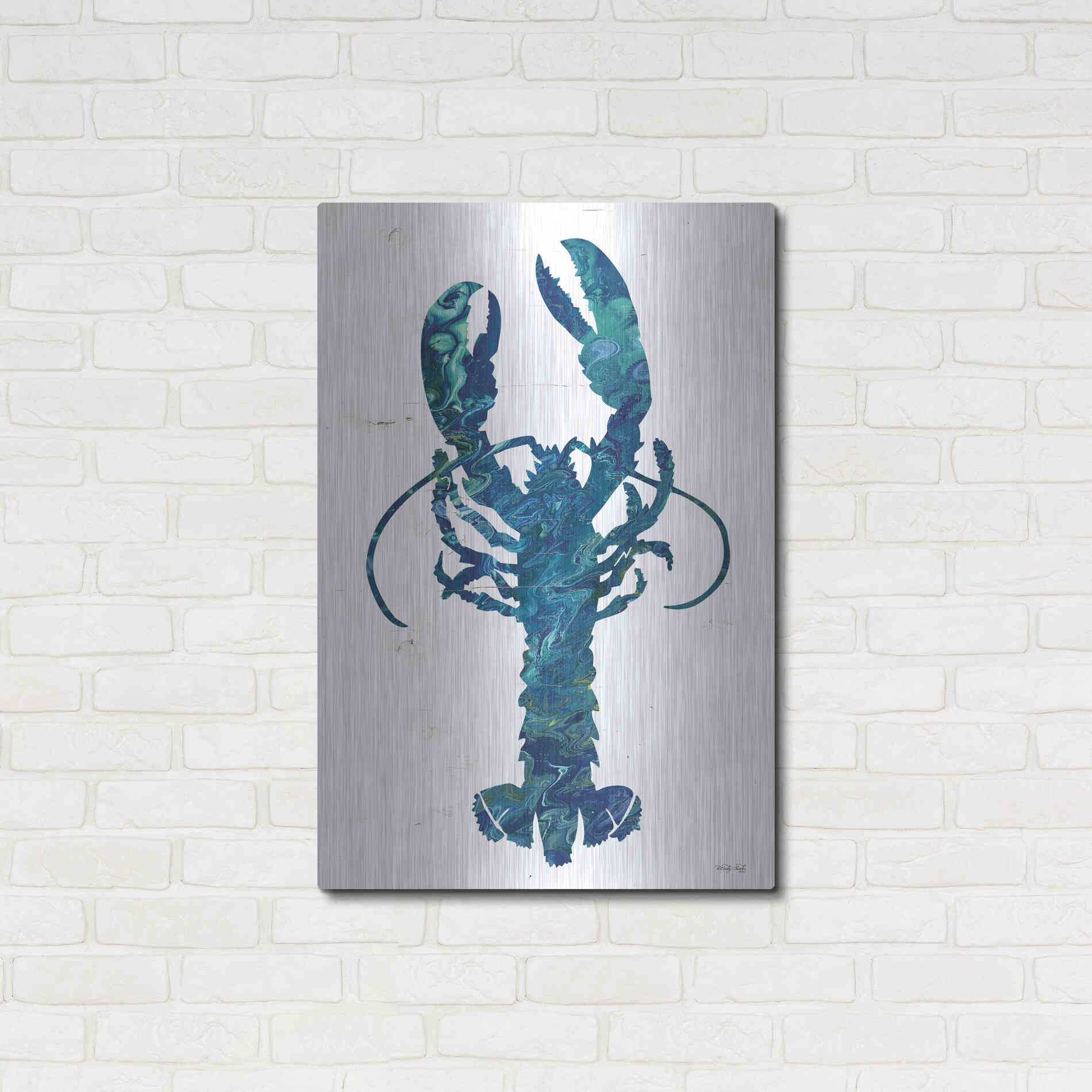 Luxe Metal Art 'Bright Lobster Blue' by Cindy Jacobs, Metal Wall Art,24x36