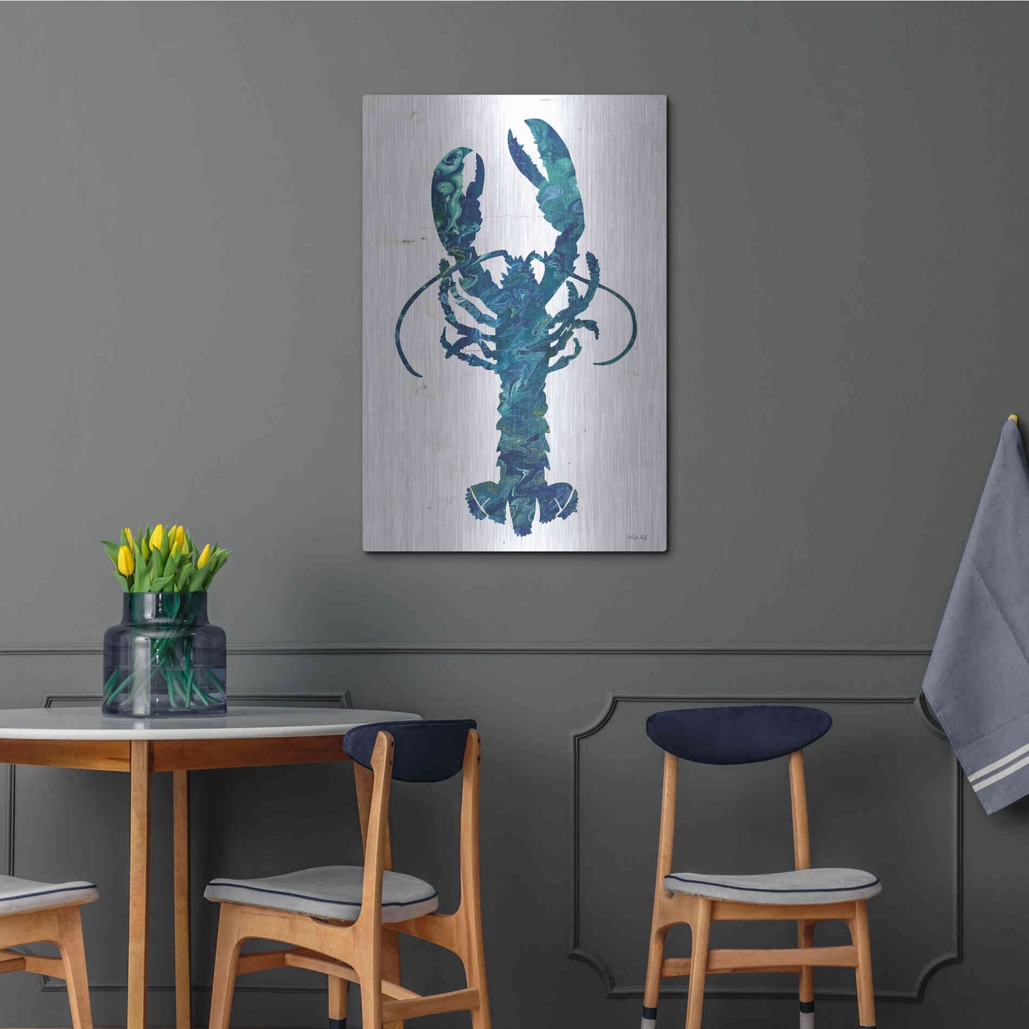 Luxe Metal Art 'Bright Lobster Blue' by Cindy Jacobs, Metal Wall Art,24x36