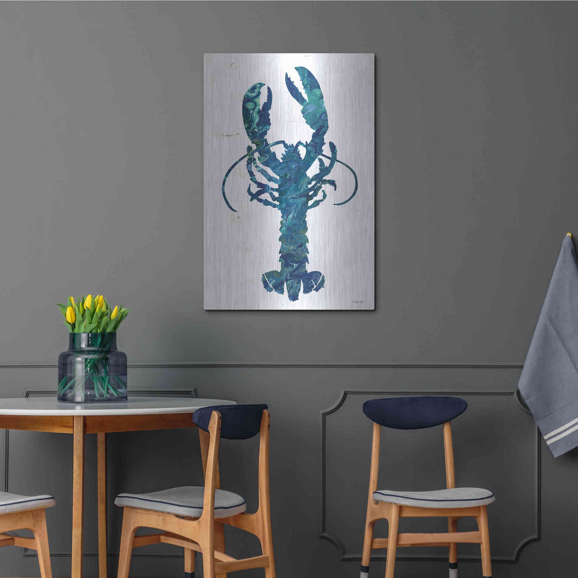 Luxe Metal Art 'Bright Lobster Blue' by Cindy Jacobs, Metal Wall Art,24x36