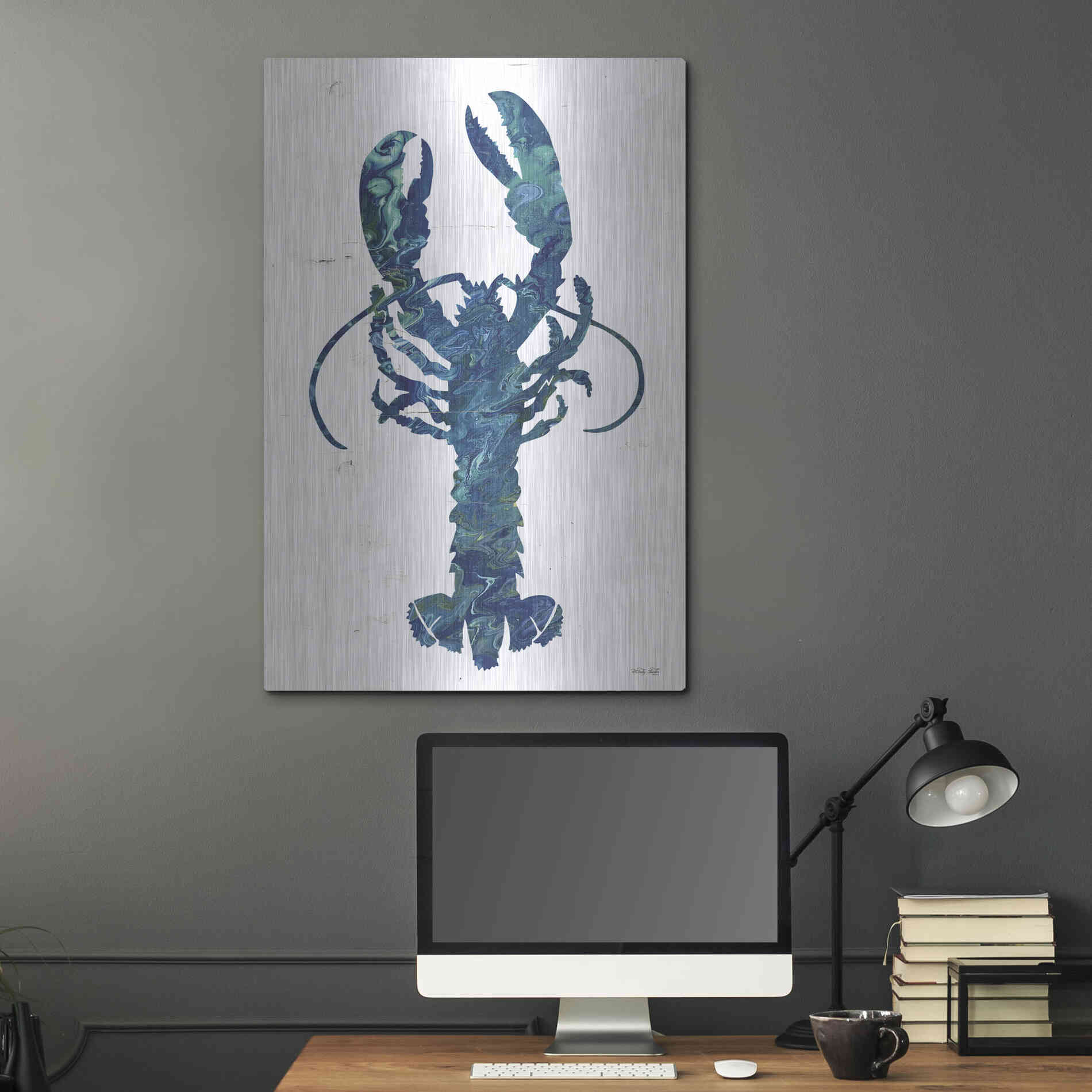 Luxe Metal Art 'Bright Lobster Blue' by Cindy Jacobs, Metal Wall Art,24x36