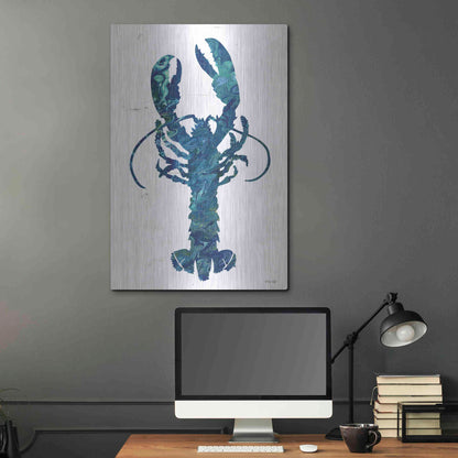 Luxe Metal Art 'Bright Lobster Blue' by Cindy Jacobs, Metal Wall Art,24x36