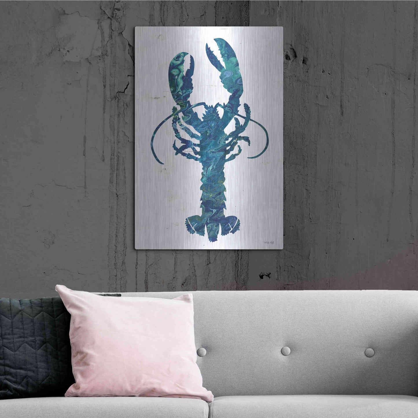 Luxe Metal Art 'Bright Lobster Blue' by Cindy Jacobs, Metal Wall Art,24x36