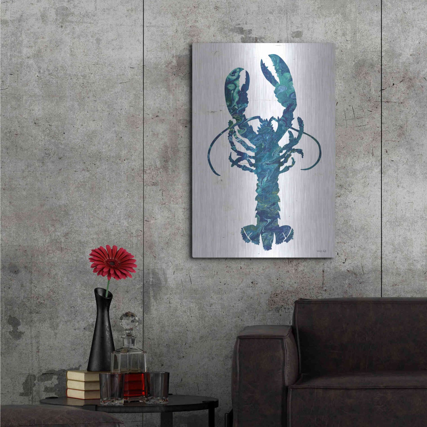 Luxe Metal Art 'Bright Lobster Blue' by Cindy Jacobs, Metal Wall Art,24x36