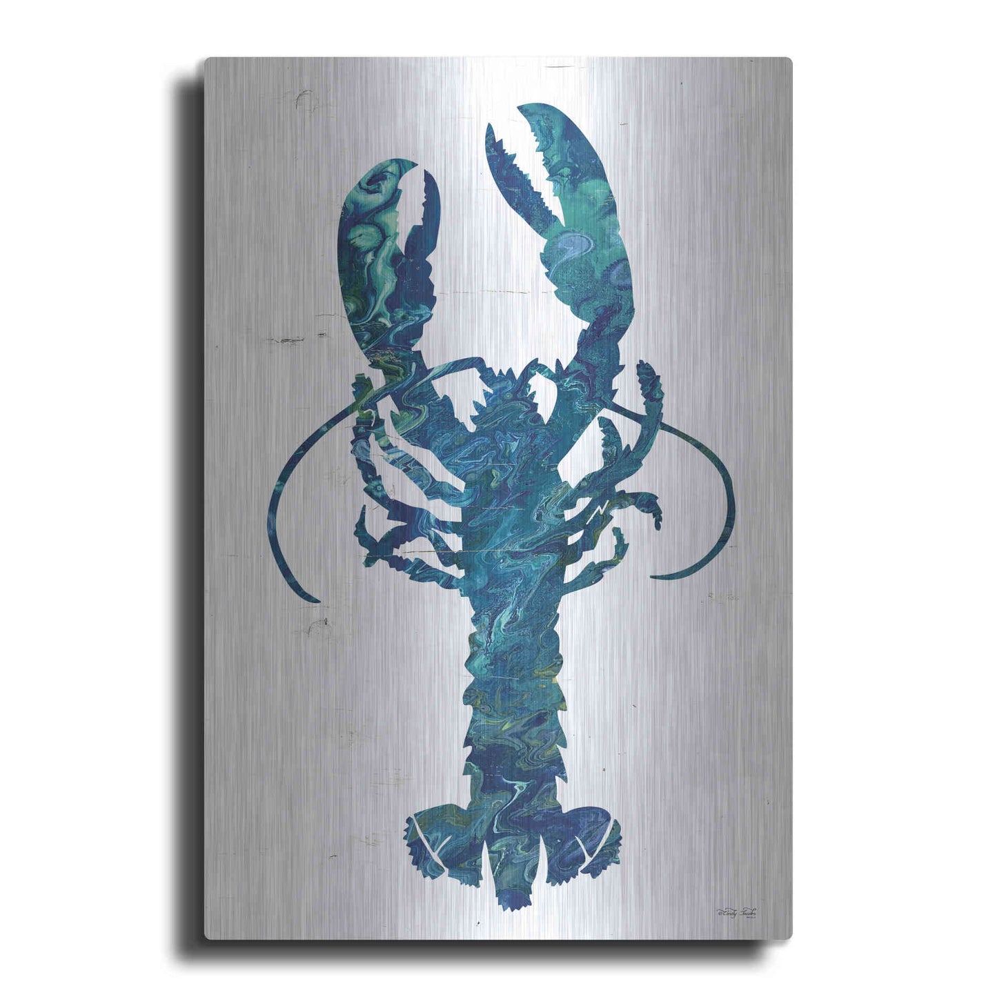 Luxe Metal Art 'Bright Lobster Blue' by Cindy Jacobs, Metal Wall Art