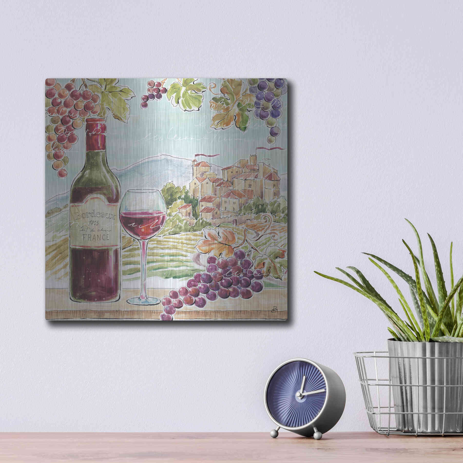 Luxe Metal Art 'Wine Country III' by Daphne Brissonet, Metal Wall Art,12x12