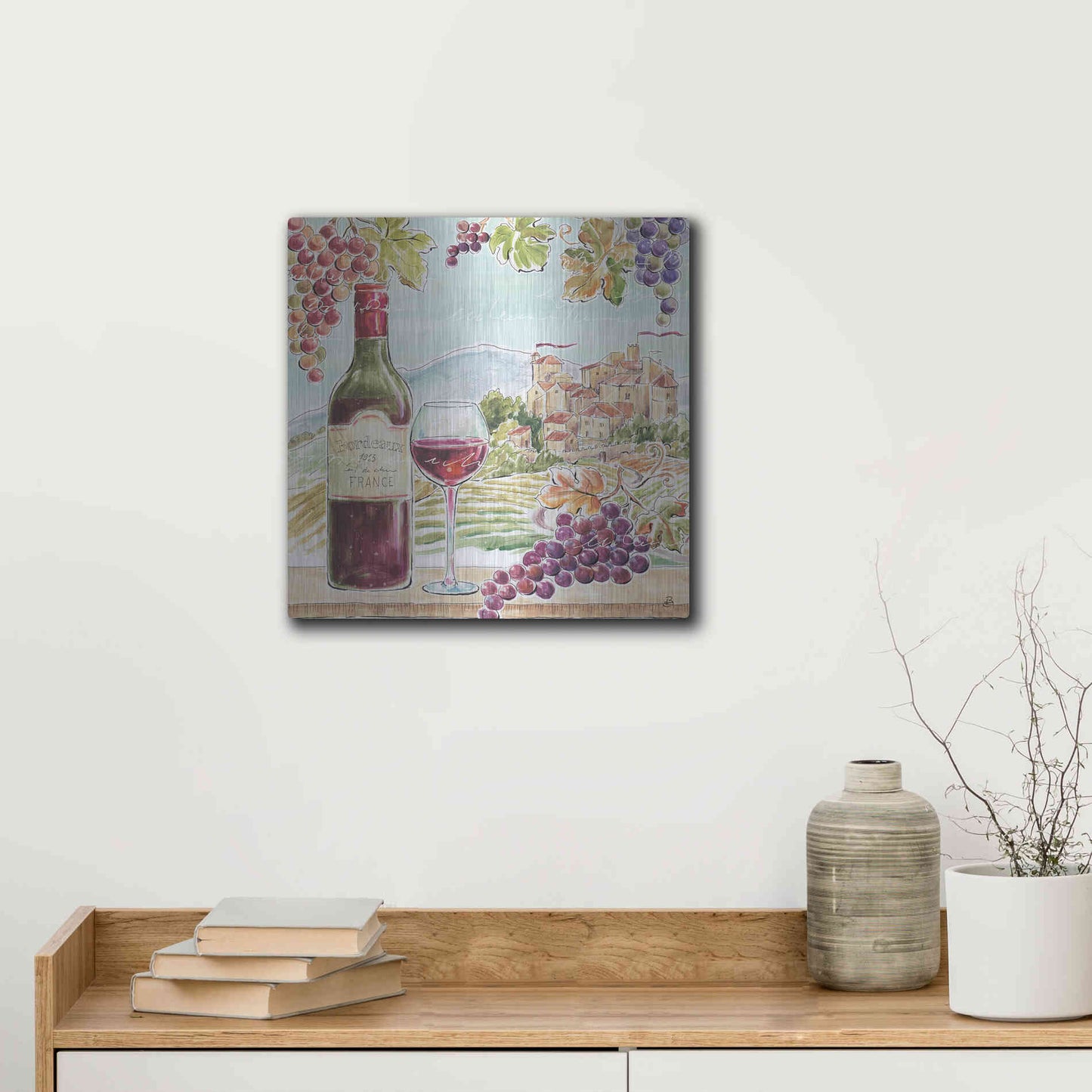 Luxe Metal Art 'Wine Country III' by Daphne Brissonet, Metal Wall Art,12x12