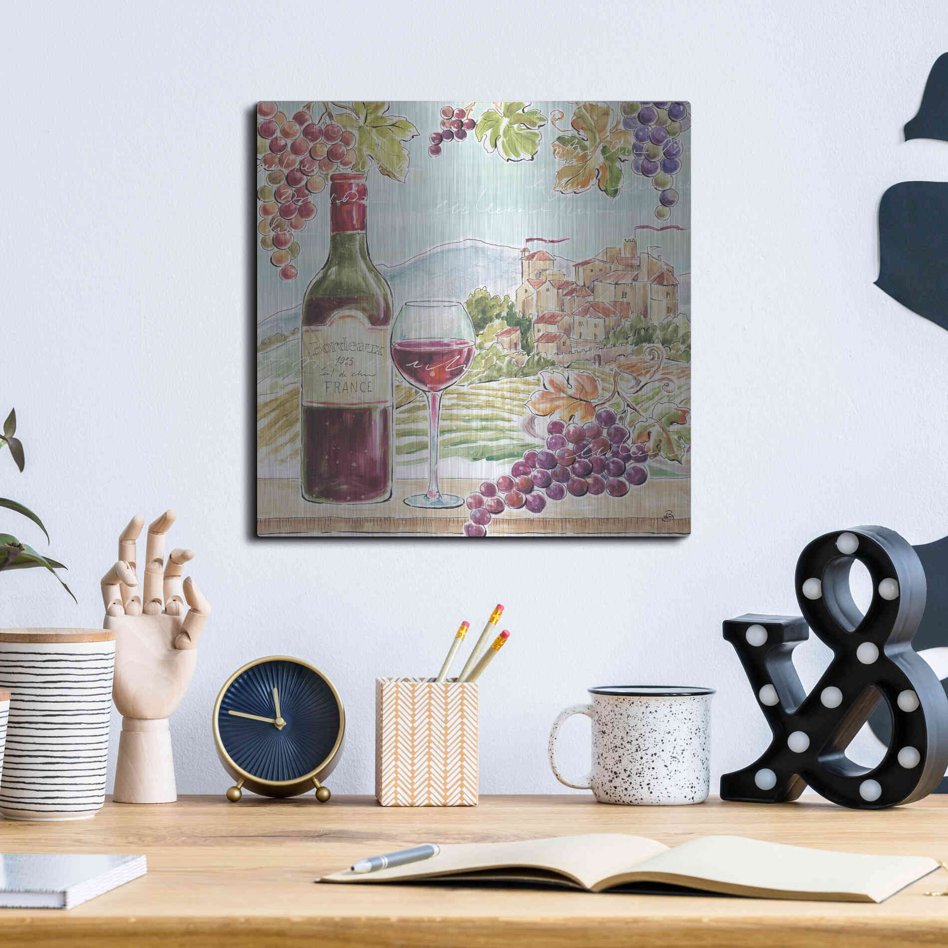 Luxe Metal Art 'Wine Country III' by Daphne Brissonet, Metal Wall Art,12x12