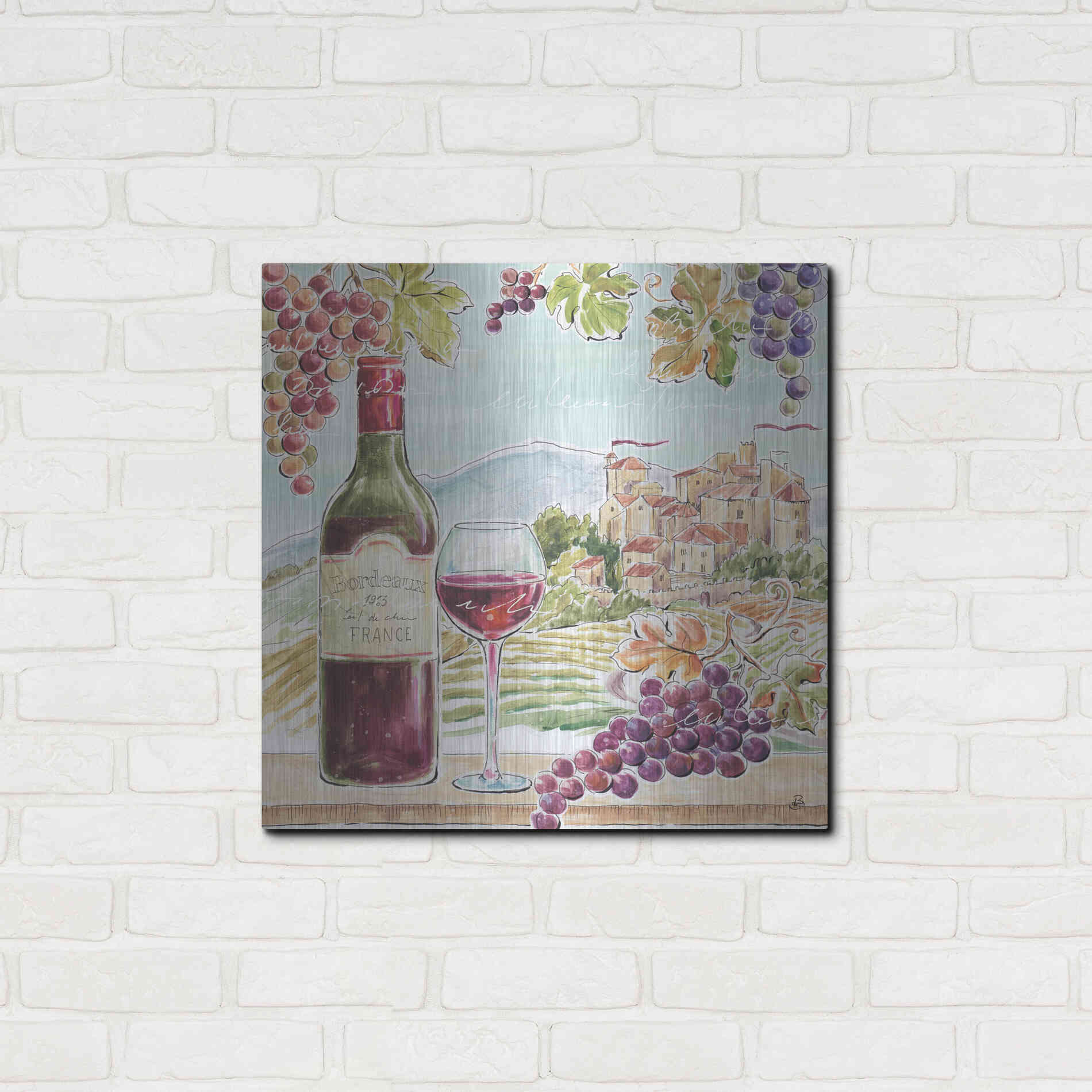Luxe Metal Art 'Wine Country III' by Daphne Brissonet, Metal Wall Art,24x24
