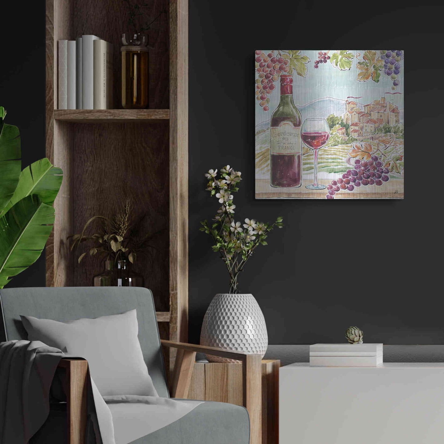 Luxe Metal Art 'Wine Country III' by Daphne Brissonet, Metal Wall Art,24x24