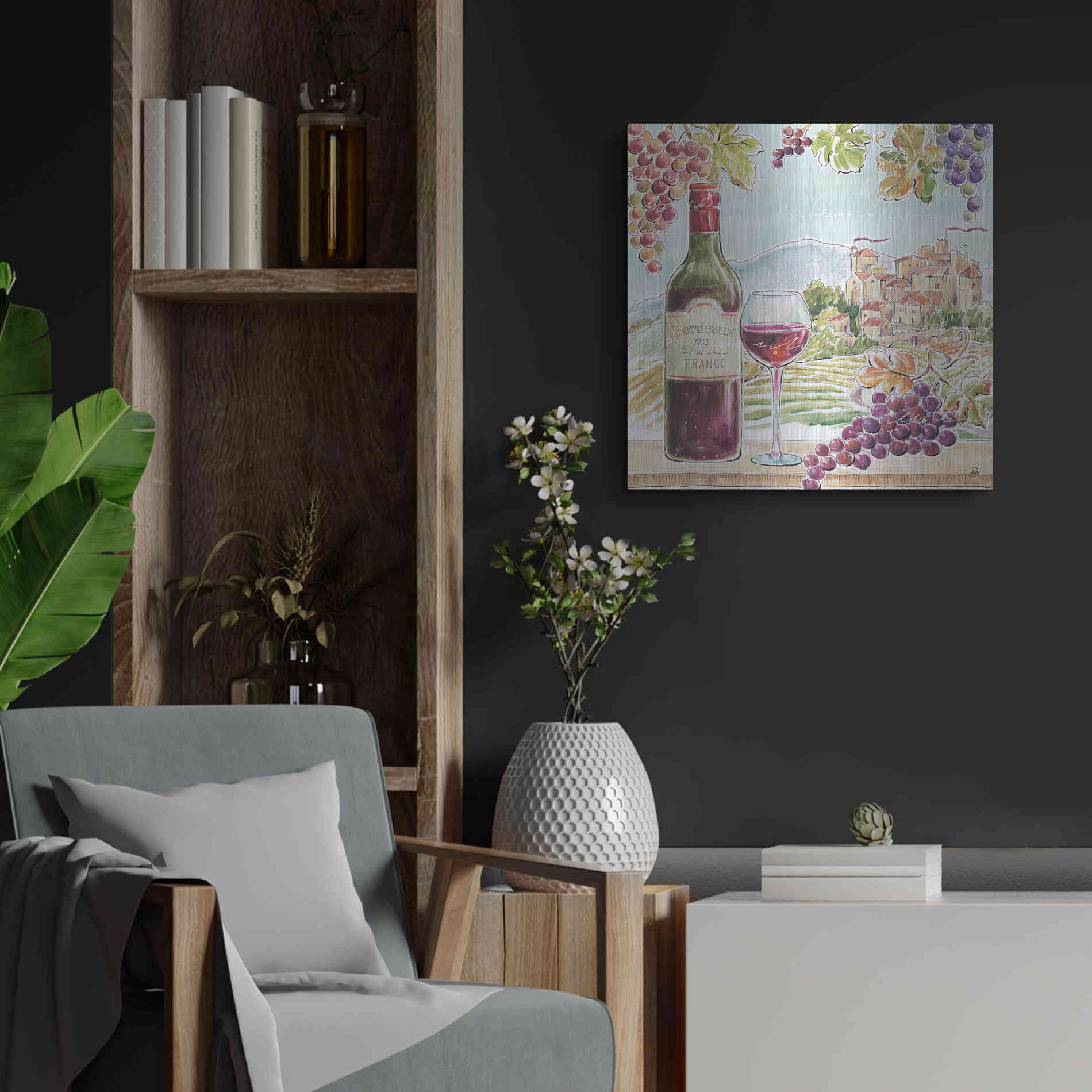 Luxe Metal Art 'Wine Country III' by Daphne Brissonet, Metal Wall Art,24x24