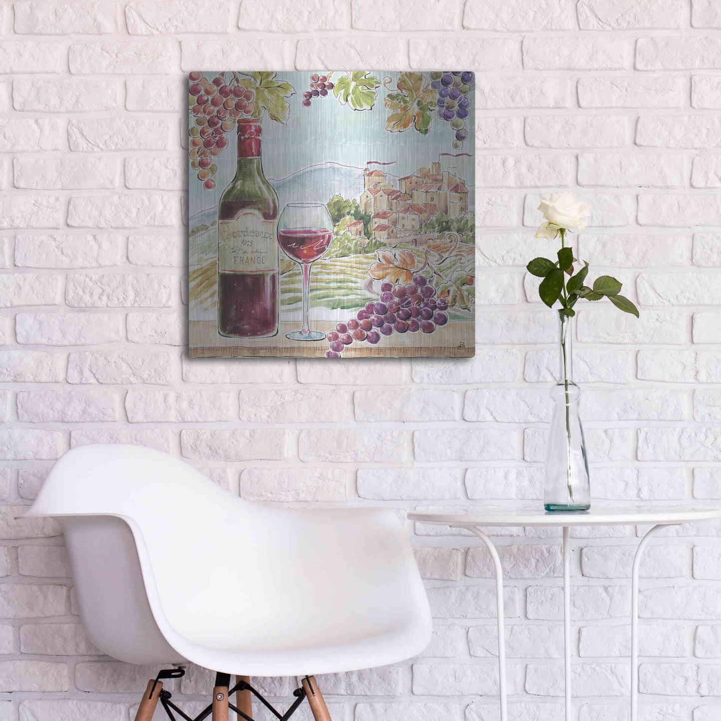 Luxe Metal Art 'Wine Country III' by Daphne Brissonet, Metal Wall Art,24x24