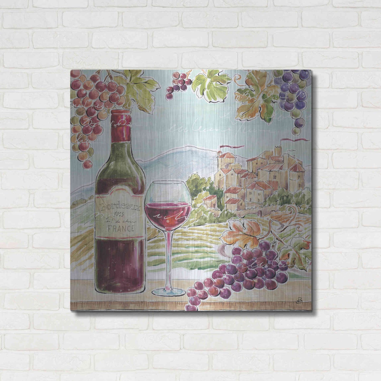Luxe Metal Art 'Wine Country III' by Daphne Brissonet, Metal Wall Art,36x36