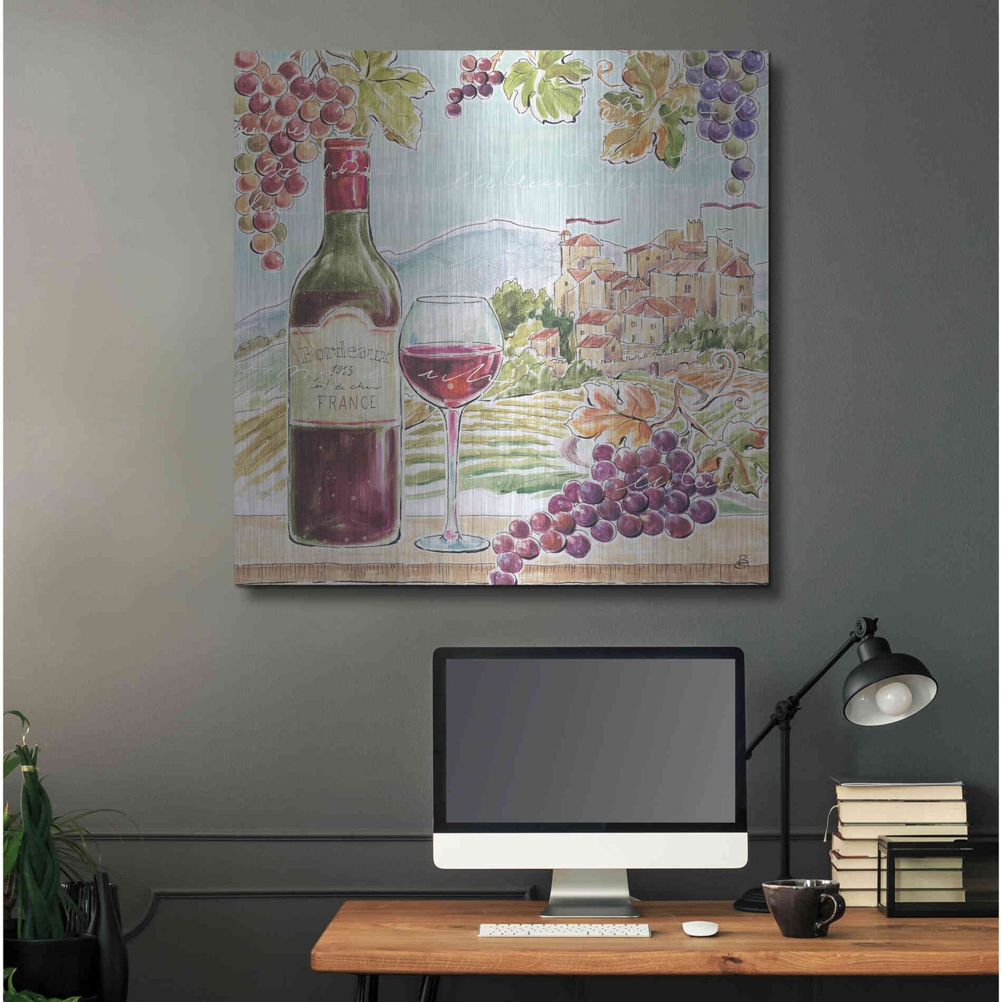 Luxe Metal Art 'Wine Country III' by Daphne Brissonet, Metal Wall Art,36x36