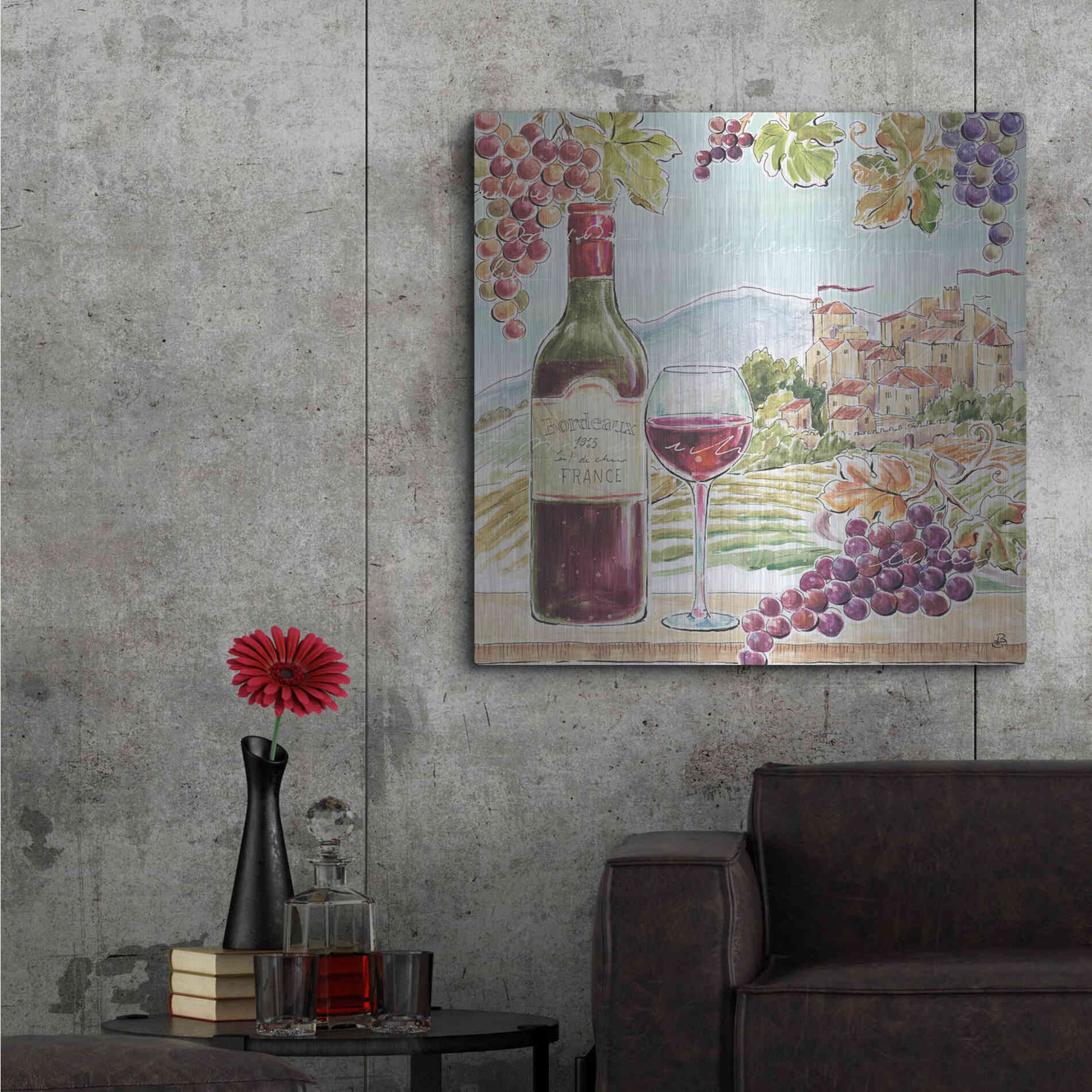 Luxe Metal Art 'Wine Country III' by Daphne Brissonet, Metal Wall Art,36x36