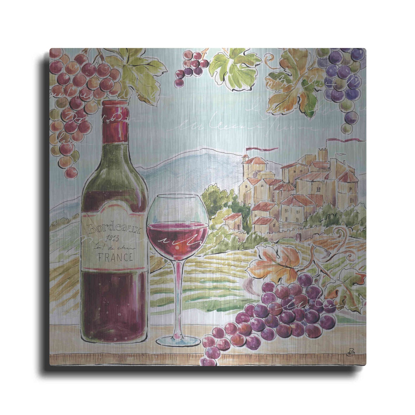 Luxe Metal Art 'Wine Country III' by Daphne Brissonet, Metal Wall Art