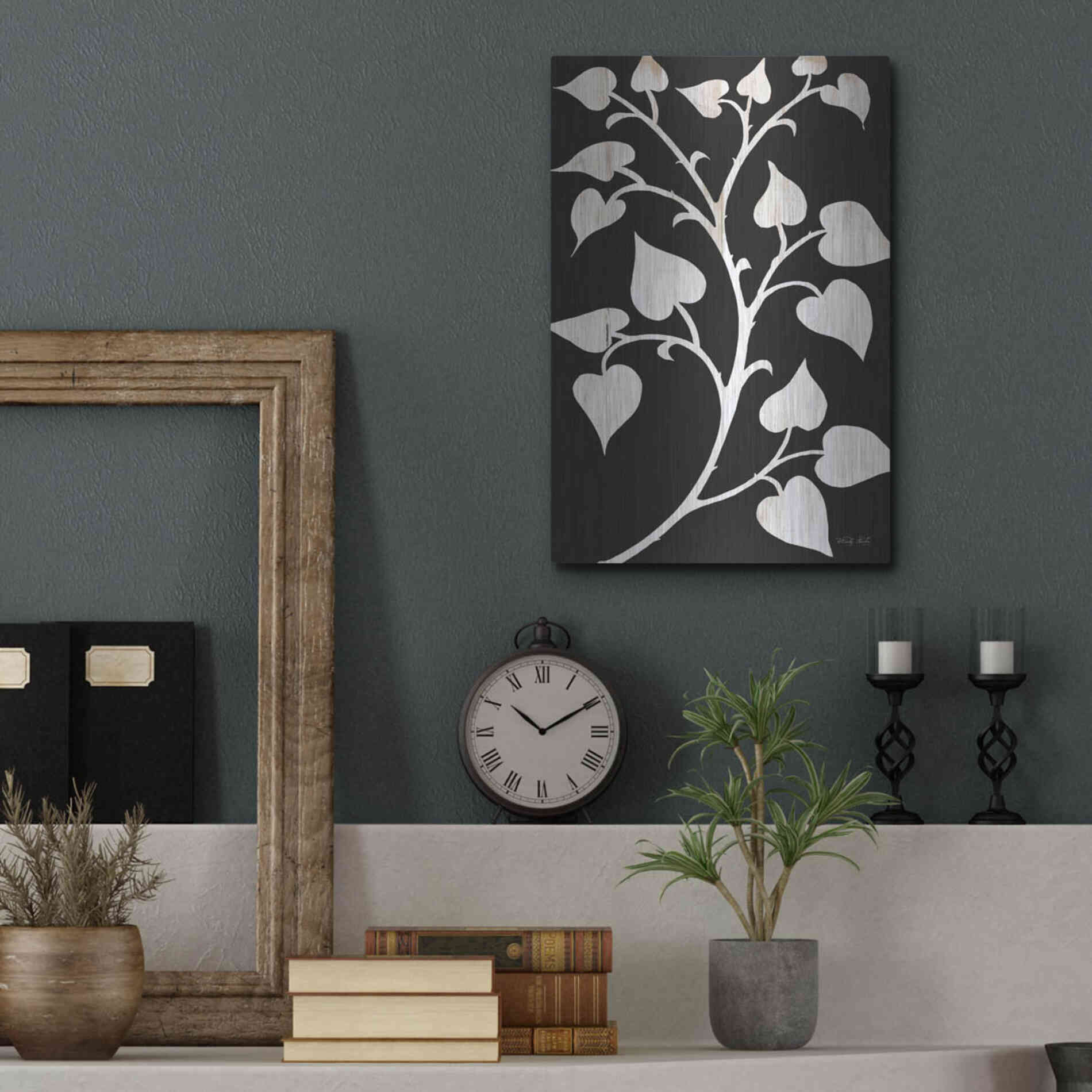 Luxe Metal Art 'Branch on Black I' by Cindy Jacobs, Metal Wall Art,12x16