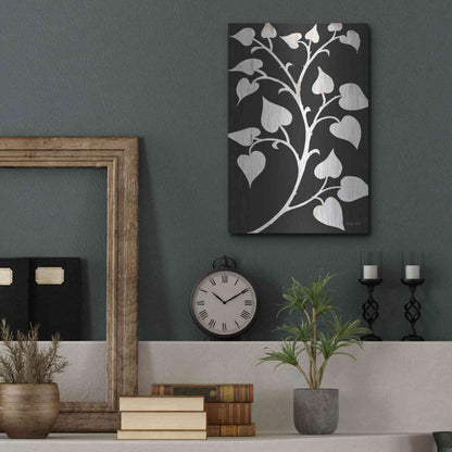 Luxe Metal Art 'Branch on Black I' by Cindy Jacobs, Metal Wall Art,12x16
