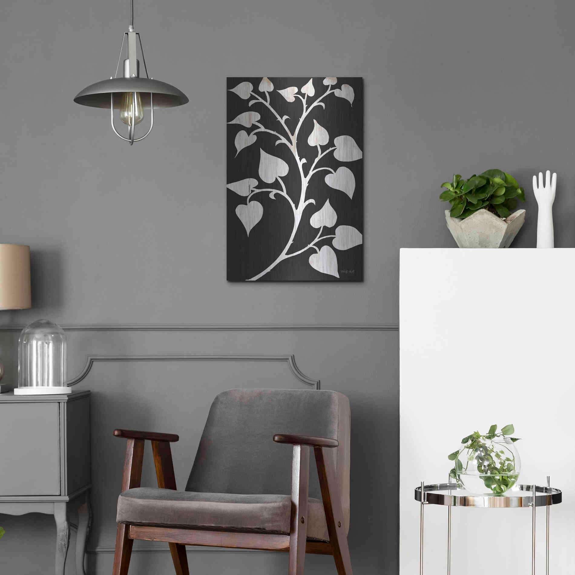 Luxe Metal Art 'Branch on Black I' by Cindy Jacobs, Metal Wall Art,16x24