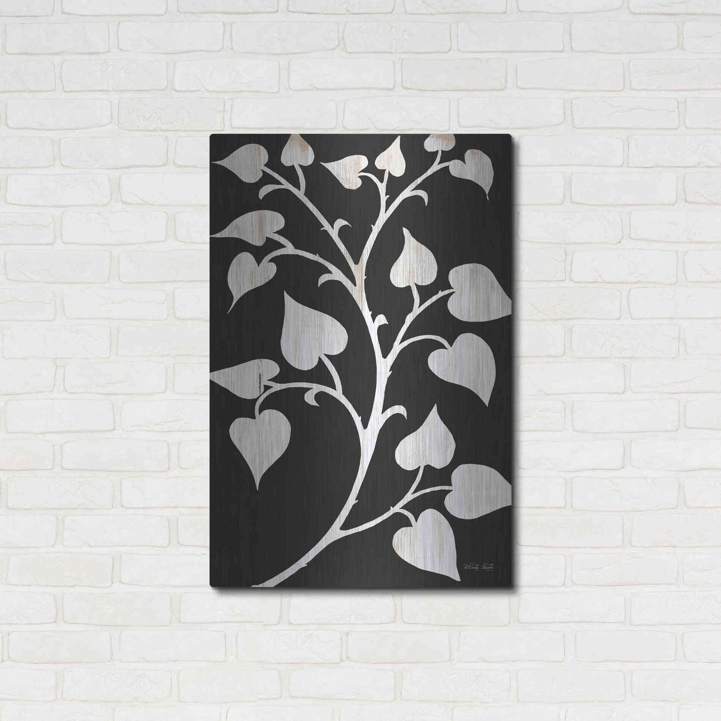Luxe Metal Art 'Branch on Black I' by Cindy Jacobs, Metal Wall Art,24x36
