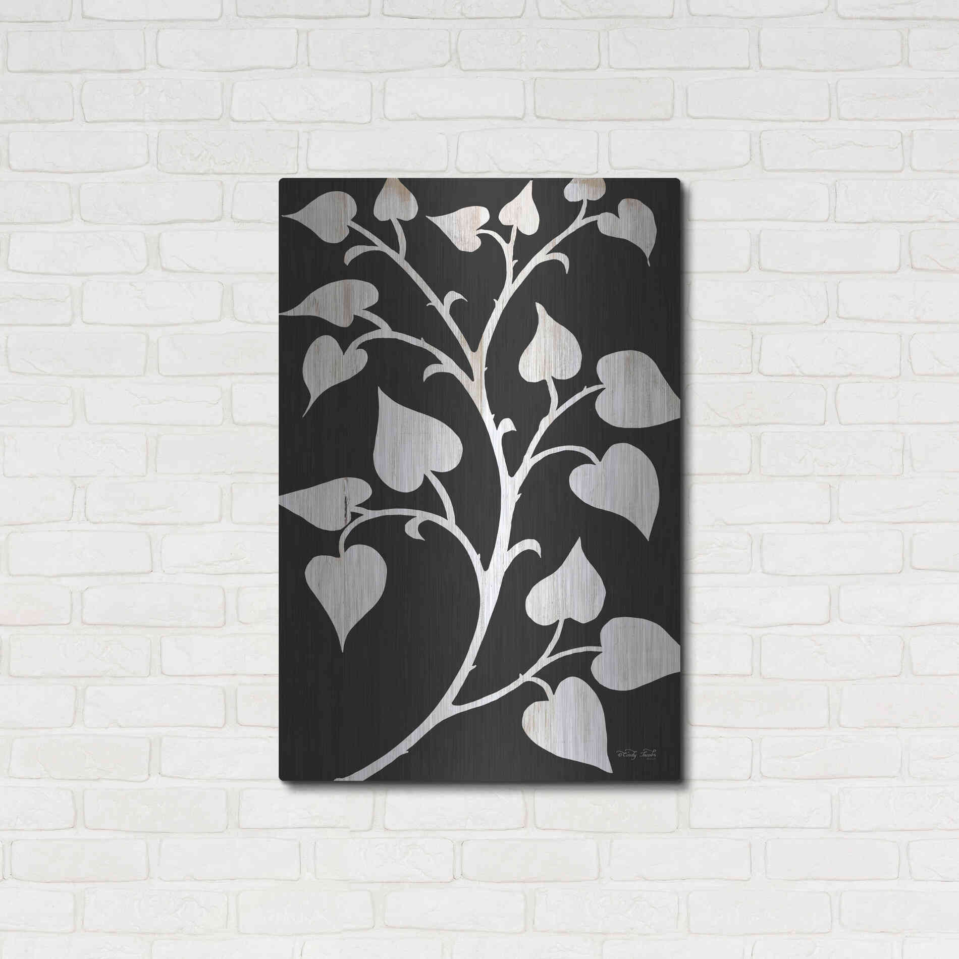 Luxe Metal Art 'Branch on Black I' by Cindy Jacobs, Metal Wall Art,24x36