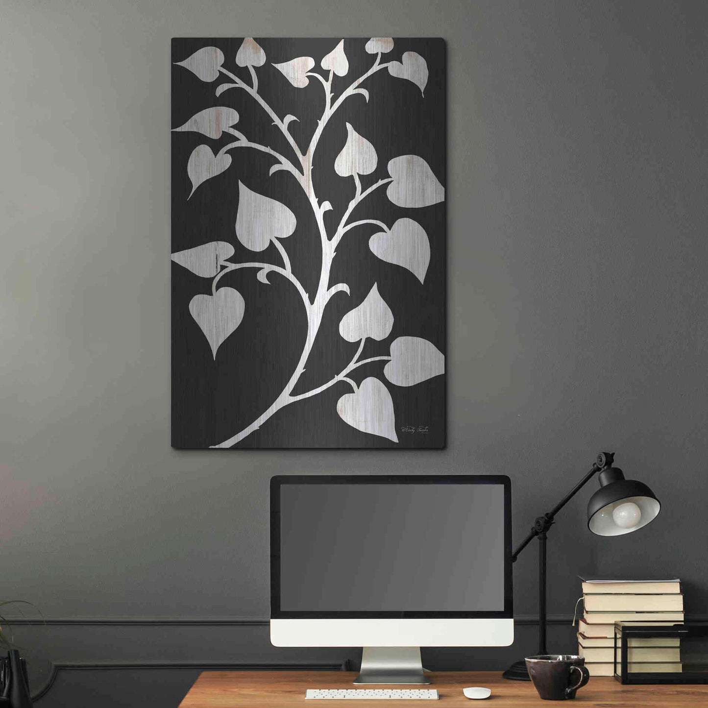 Luxe Metal Art 'Branch on Black I' by Cindy Jacobs, Metal Wall Art,24x36