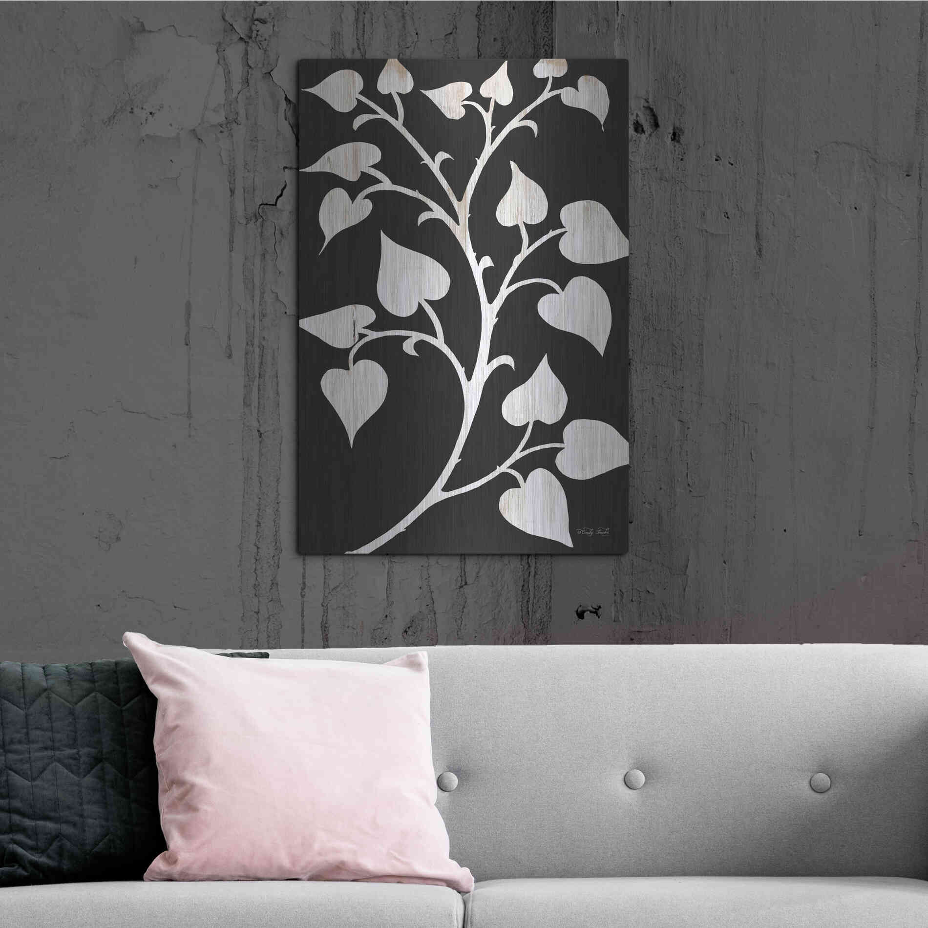 Luxe Metal Art 'Branch on Black I' by Cindy Jacobs, Metal Wall Art,24x36