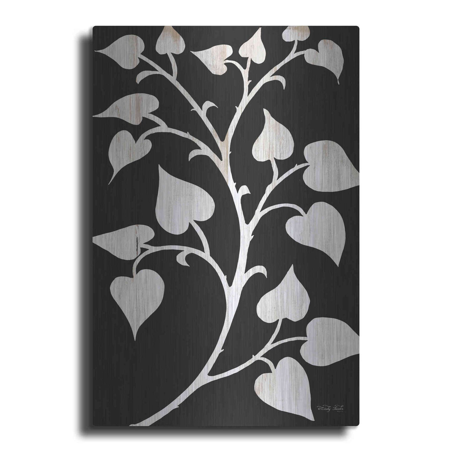 Luxe Metal Art 'Branch on Black I' by Cindy Jacobs, Metal Wall Art