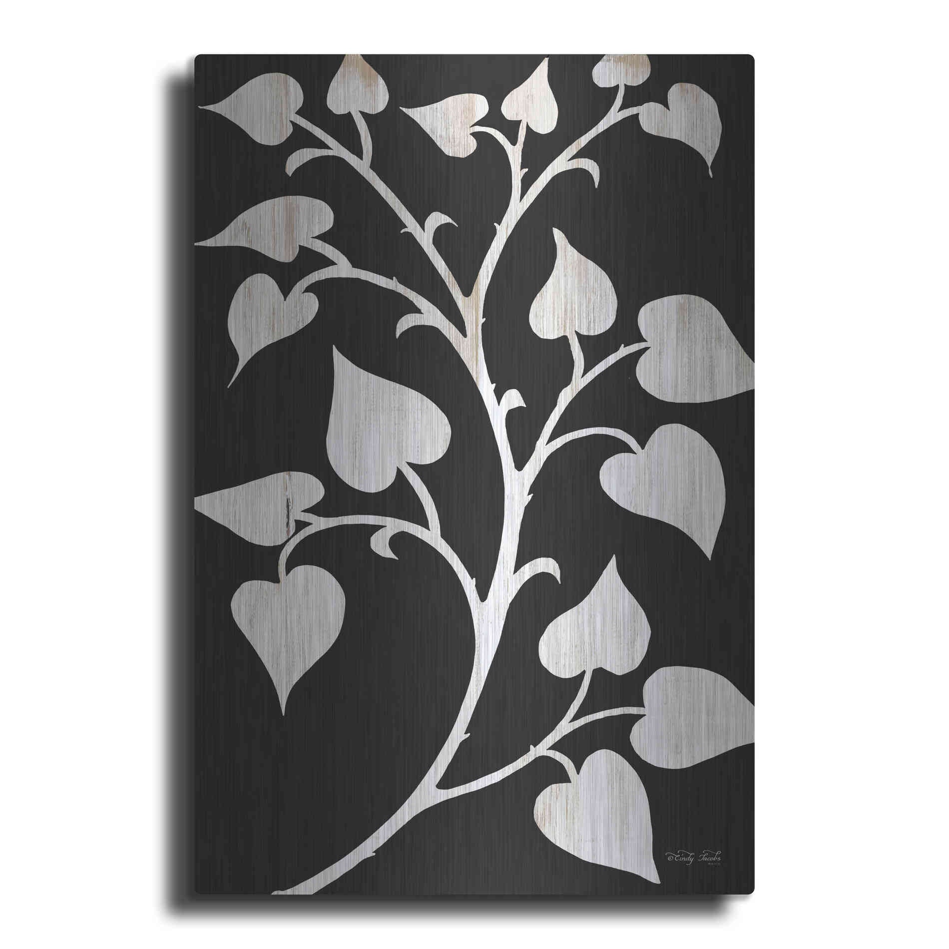 Luxe Metal Art 'Branch on Black I' by Cindy Jacobs, Metal Wall Art