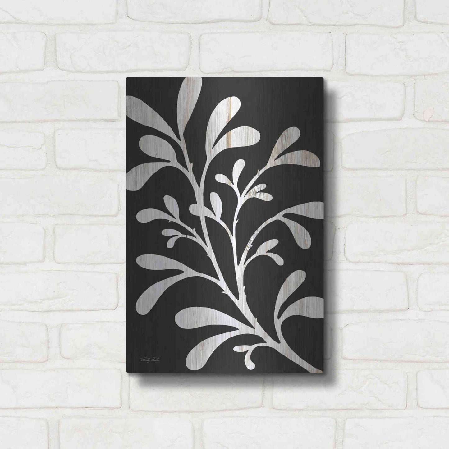 Luxe Metal Art 'Branch on Black II' by Cindy Jacobs, Metal Wall Art,12x16