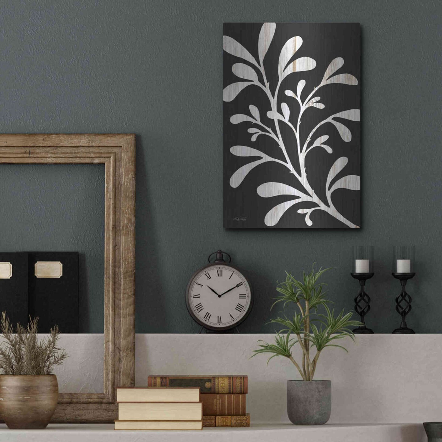 Luxe Metal Art 'Branch on Black II' by Cindy Jacobs, Metal Wall Art,12x16