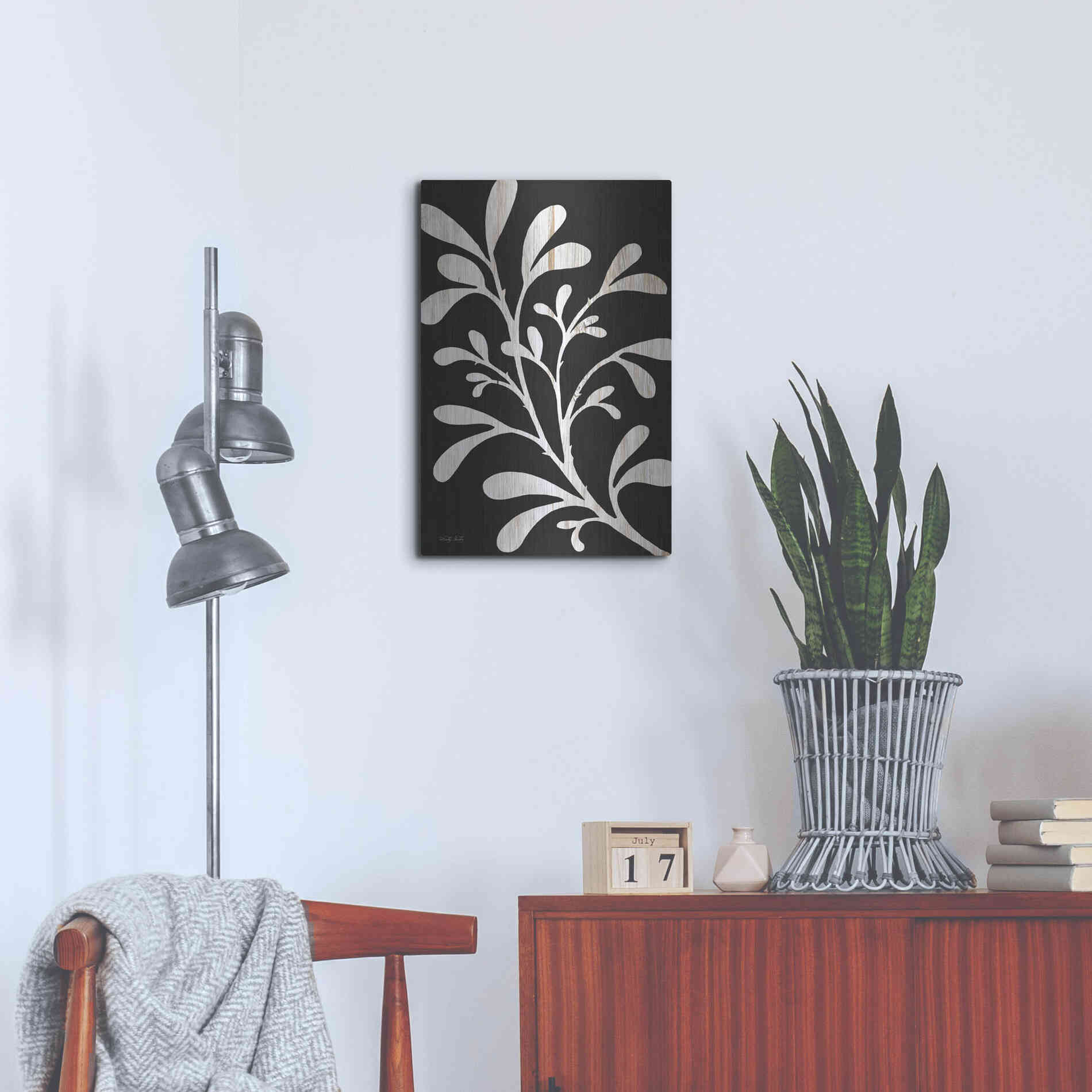 Luxe Metal Art 'Branch on Black II' by Cindy Jacobs, Metal Wall Art,16x24