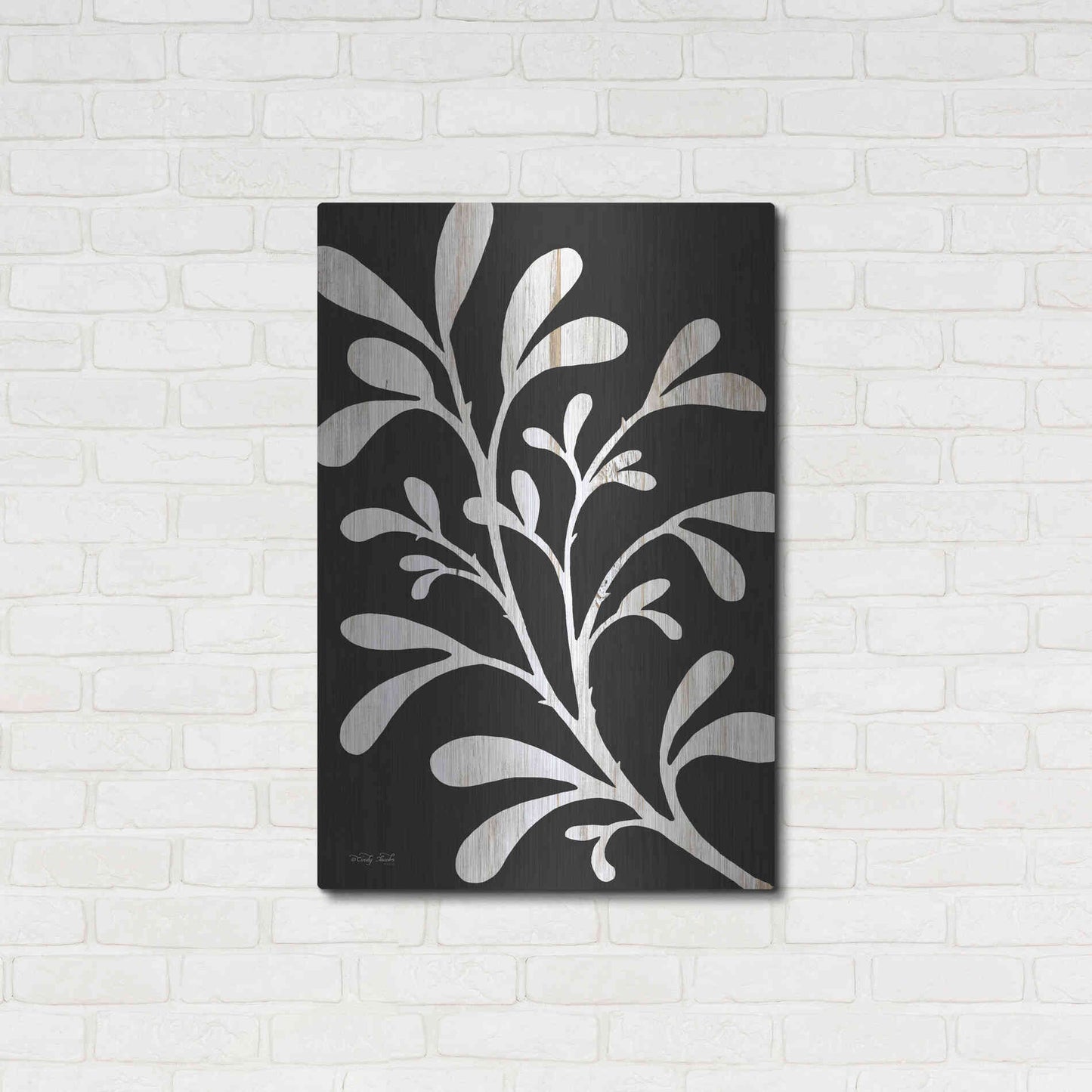 Luxe Metal Art 'Branch on Black II' by Cindy Jacobs, Metal Wall Art,24x36
