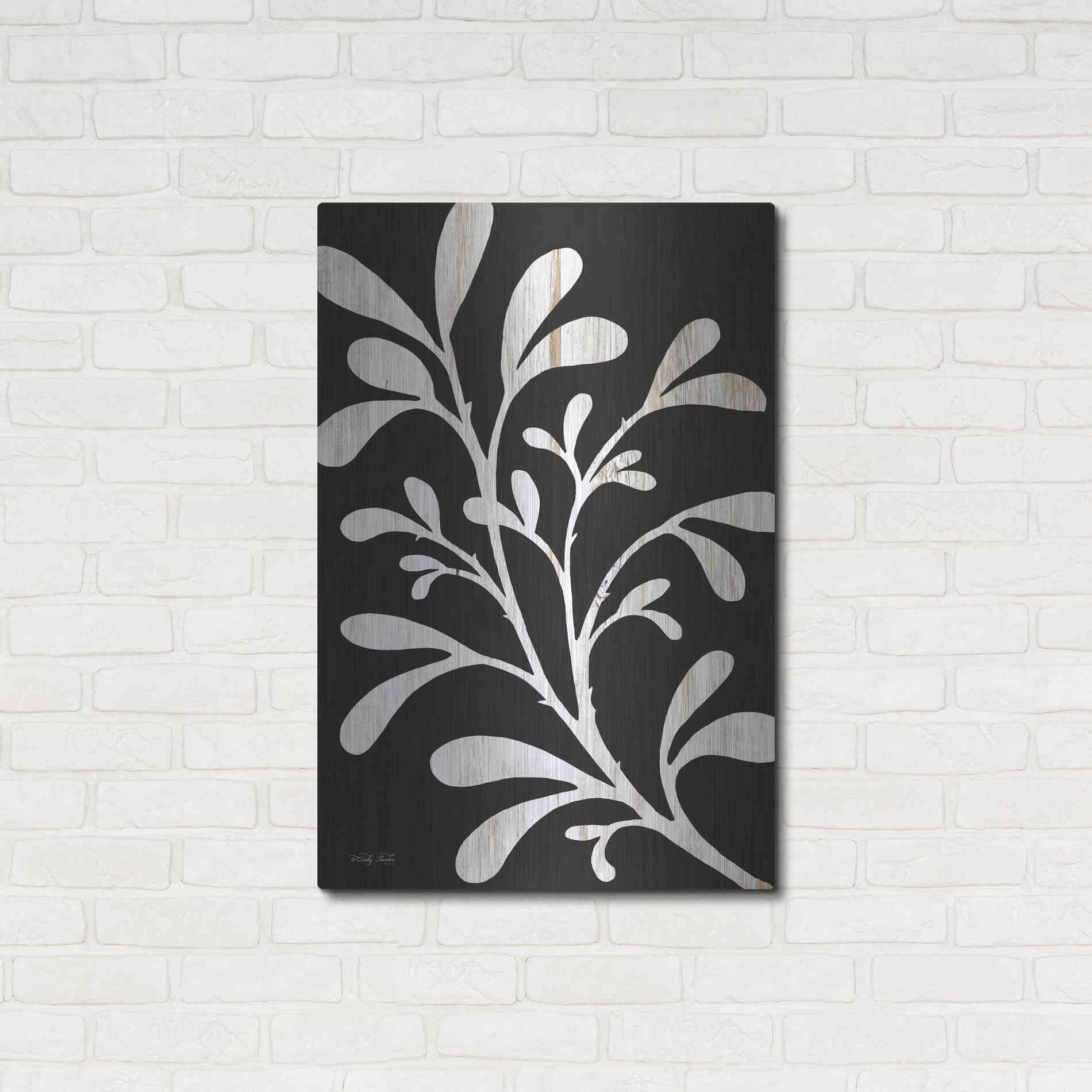 Luxe Metal Art 'Branch on Black II' by Cindy Jacobs, Metal Wall Art,24x36