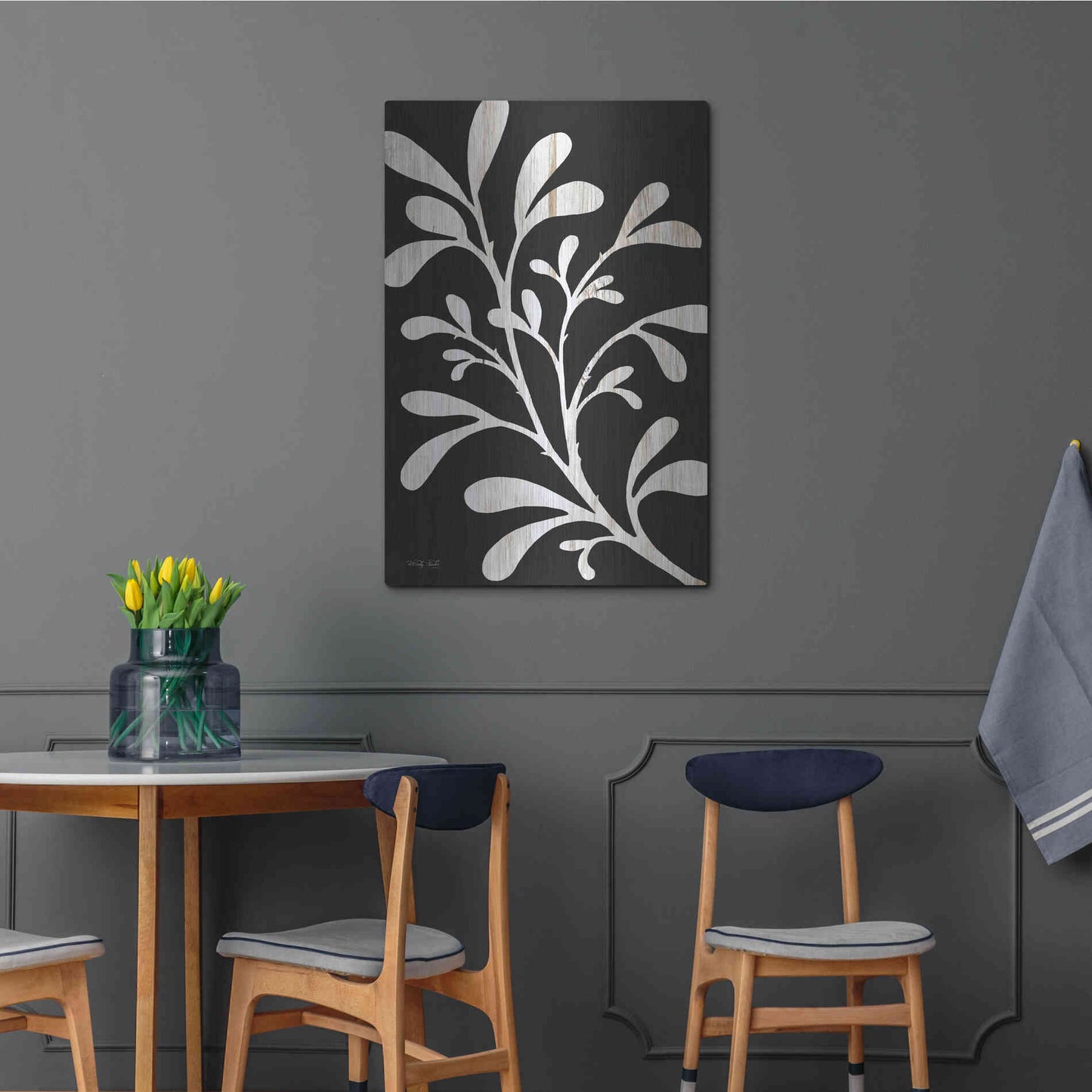 Luxe Metal Art 'Branch on Black II' by Cindy Jacobs, Metal Wall Art,24x36