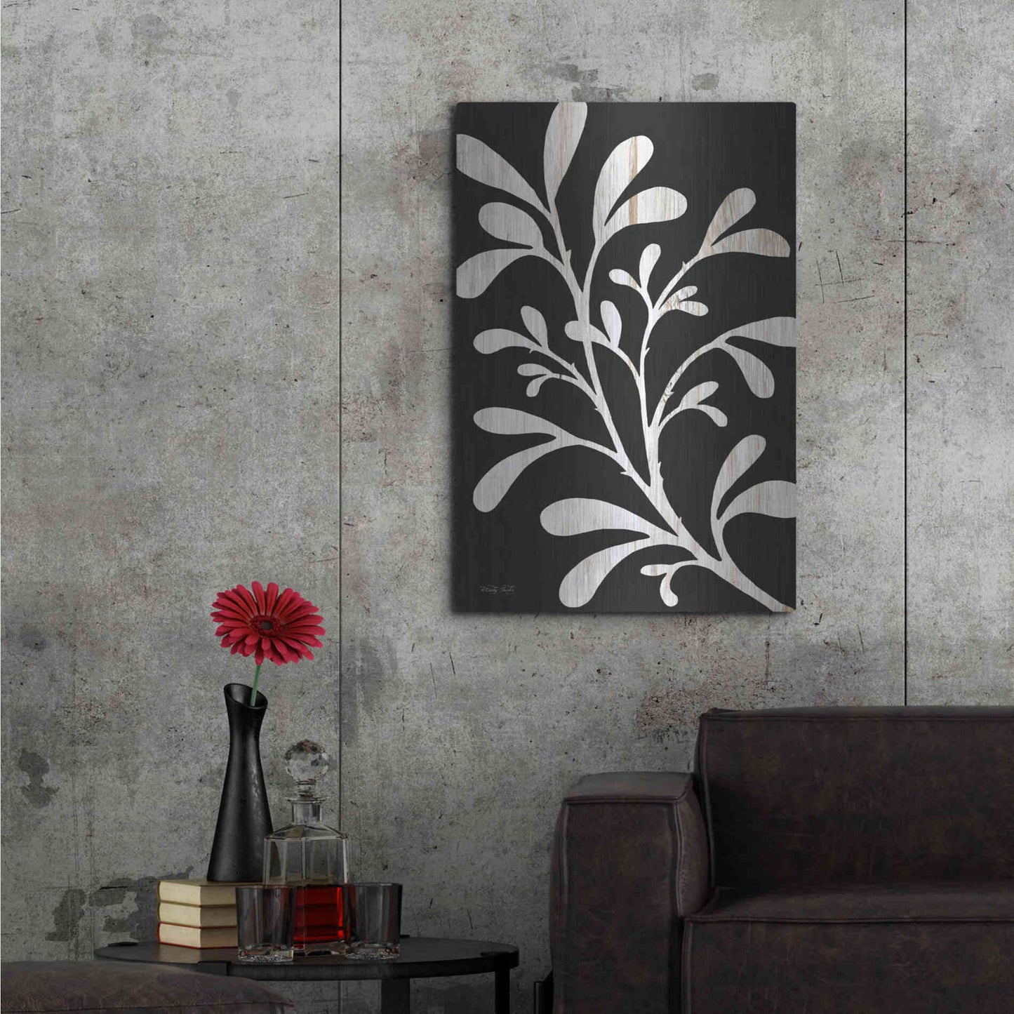 Luxe Metal Art 'Branch on Black II' by Cindy Jacobs, Metal Wall Art,24x36