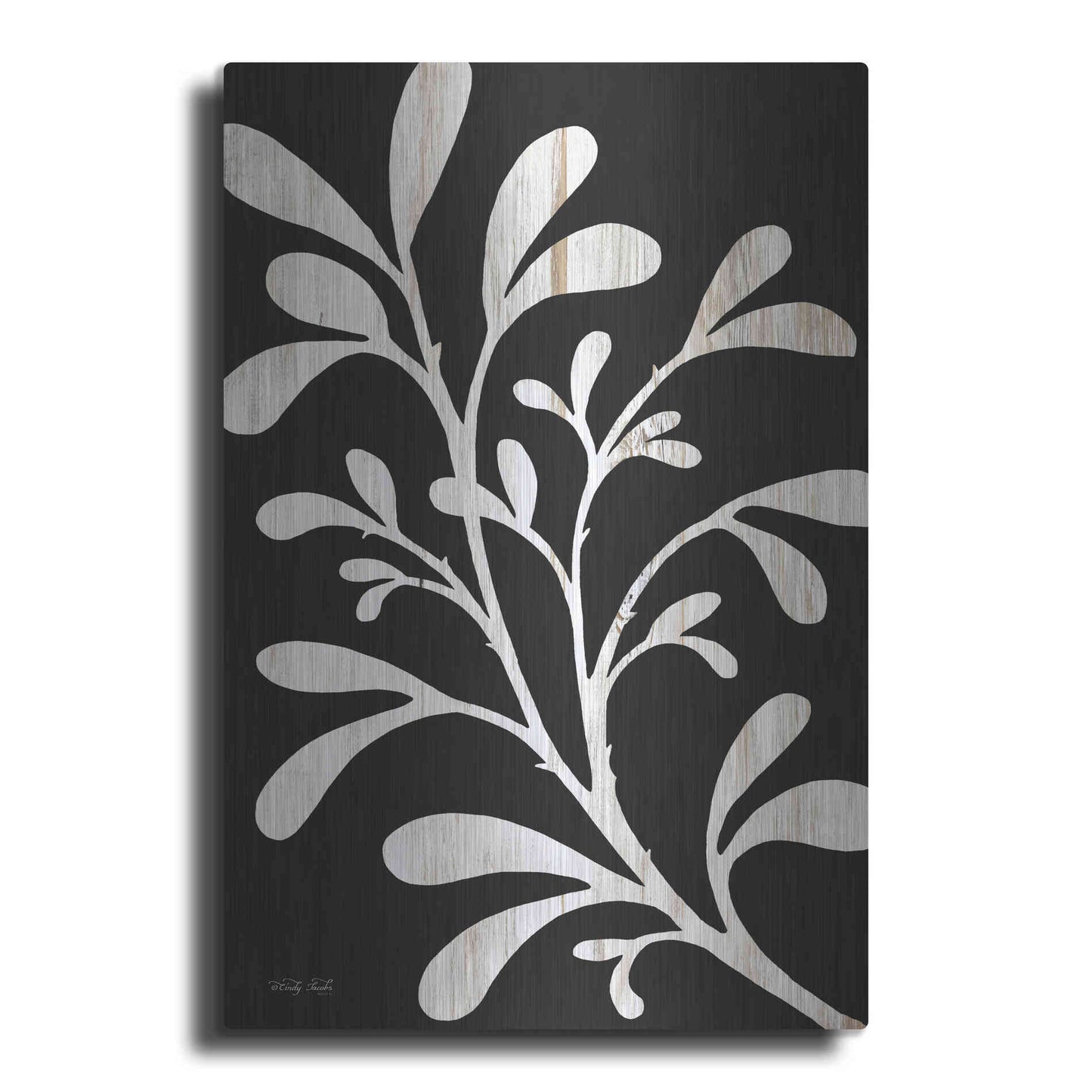 Luxe Metal Art 'Branch on Black II' by Cindy Jacobs, Metal Wall Art