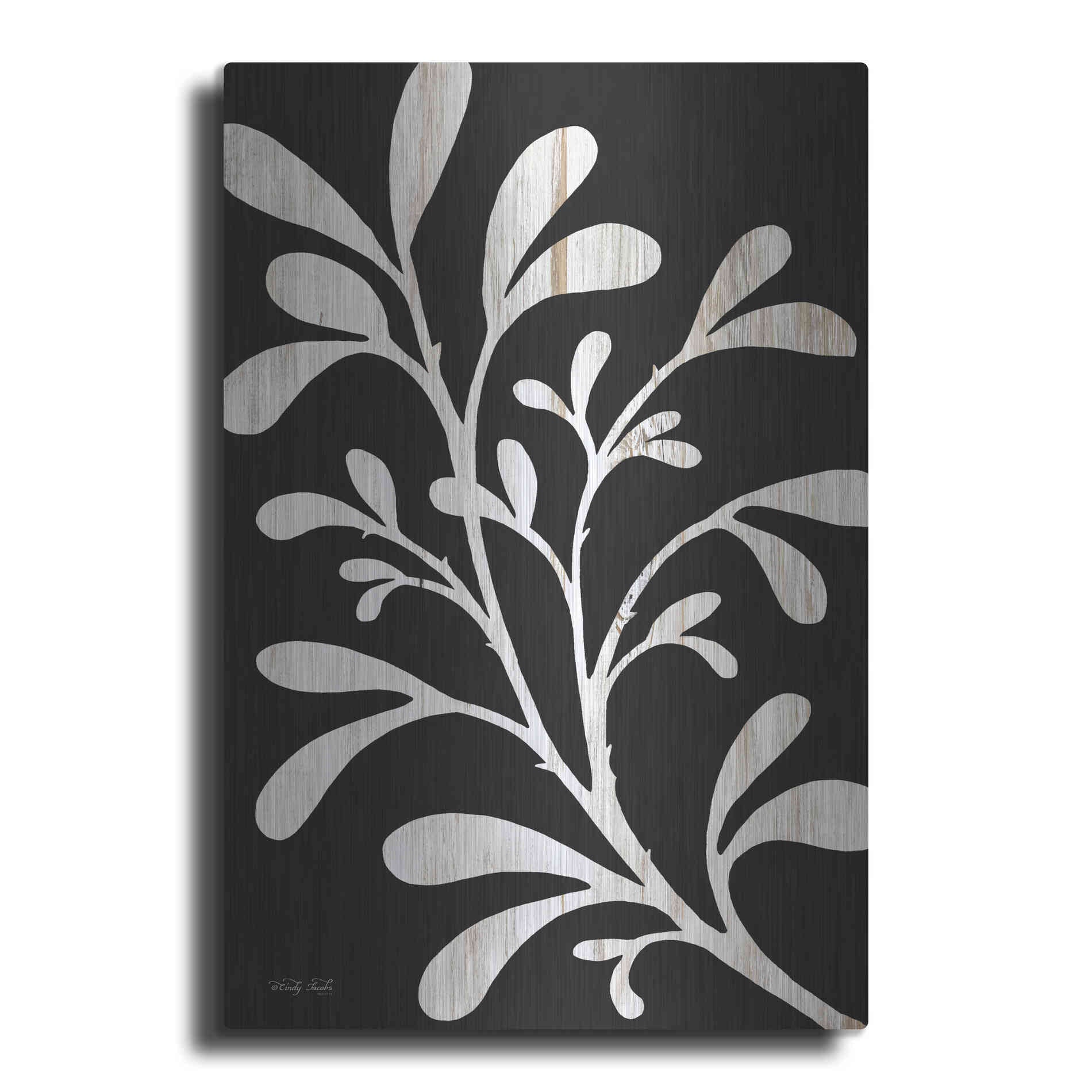 Luxe Metal Art 'Branch on Black II' by Cindy Jacobs, Metal Wall Art